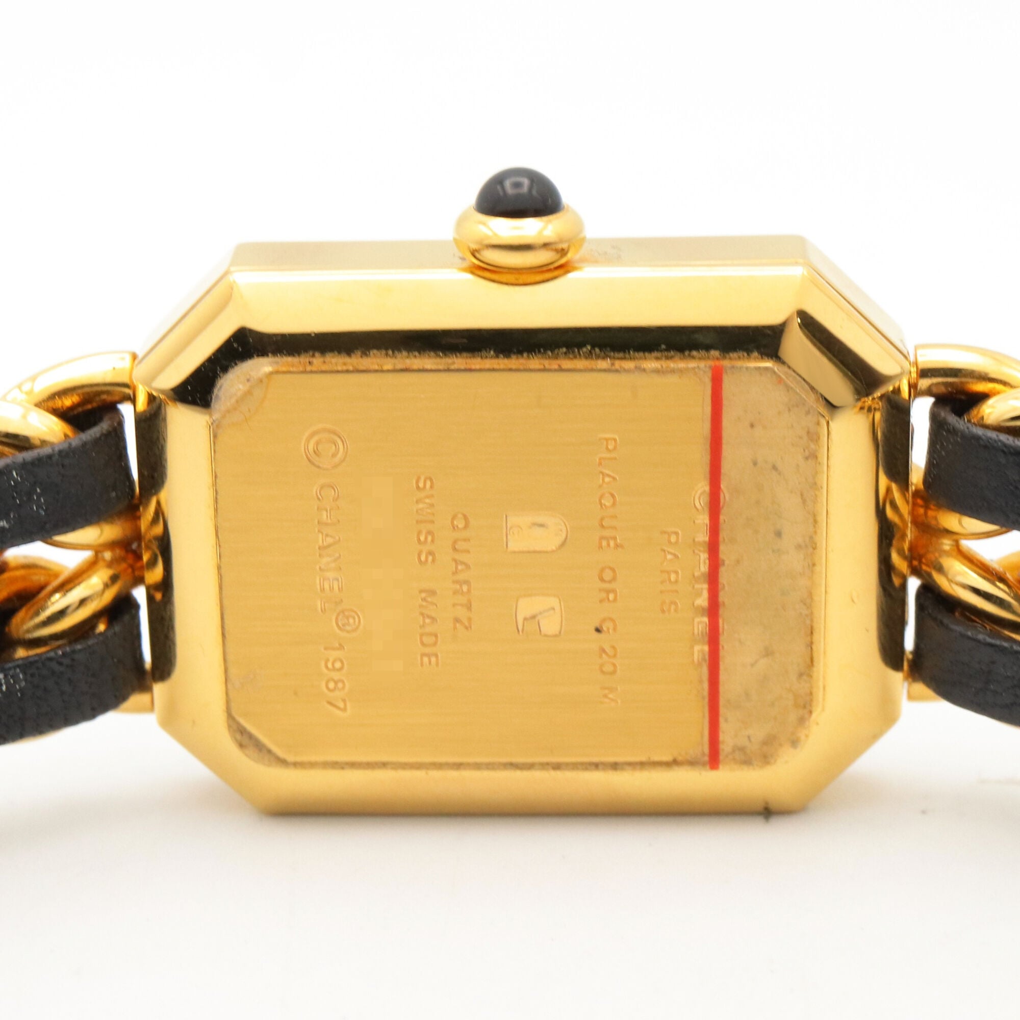 Chanel CHANEL Première M-horloge, verguld leer, dames, zwart, H0001