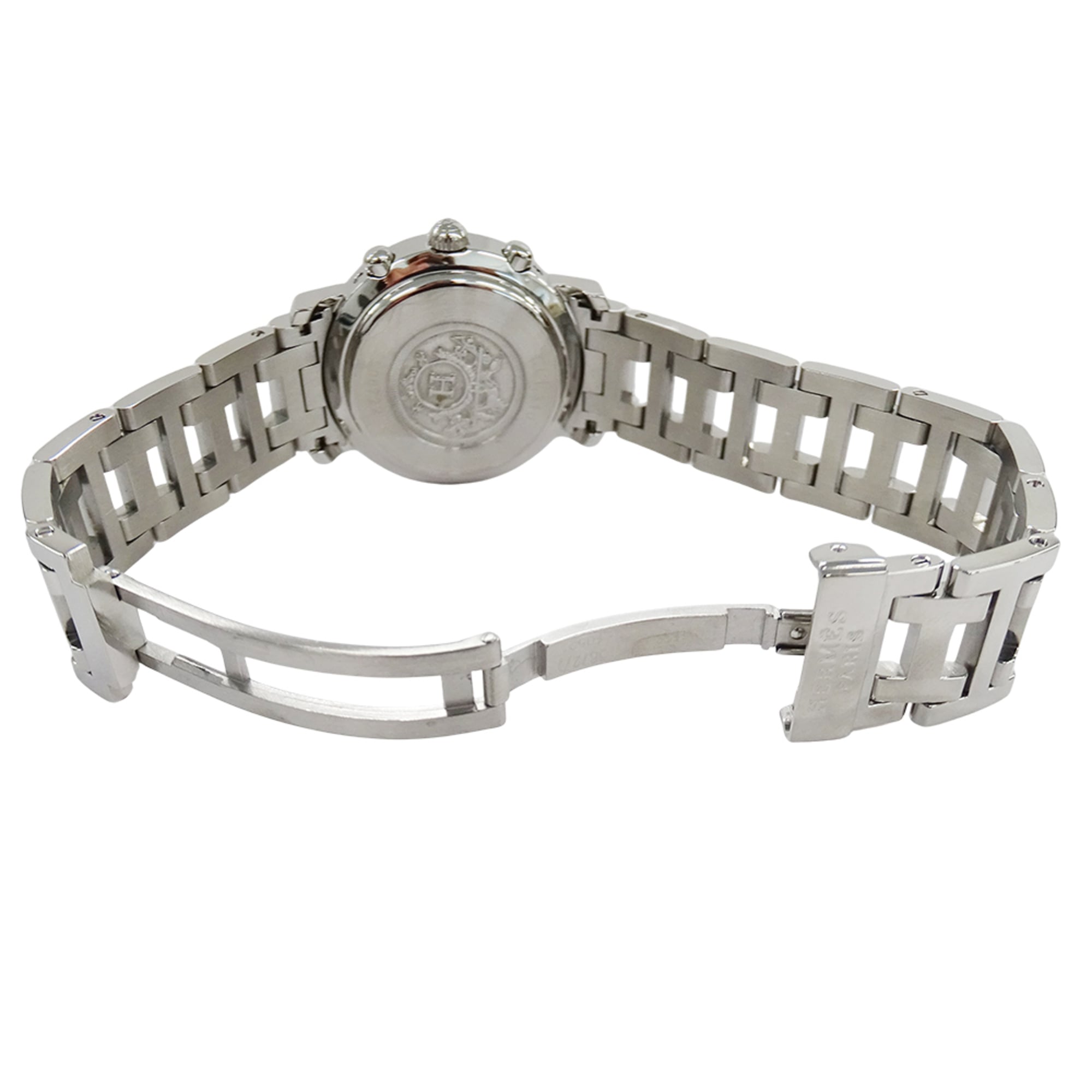 Hermes HERMES Women's Watch, Clipper Chronograph, Pink Shell, Quartz, Stainless Steel (SS), CL1.310, Silver