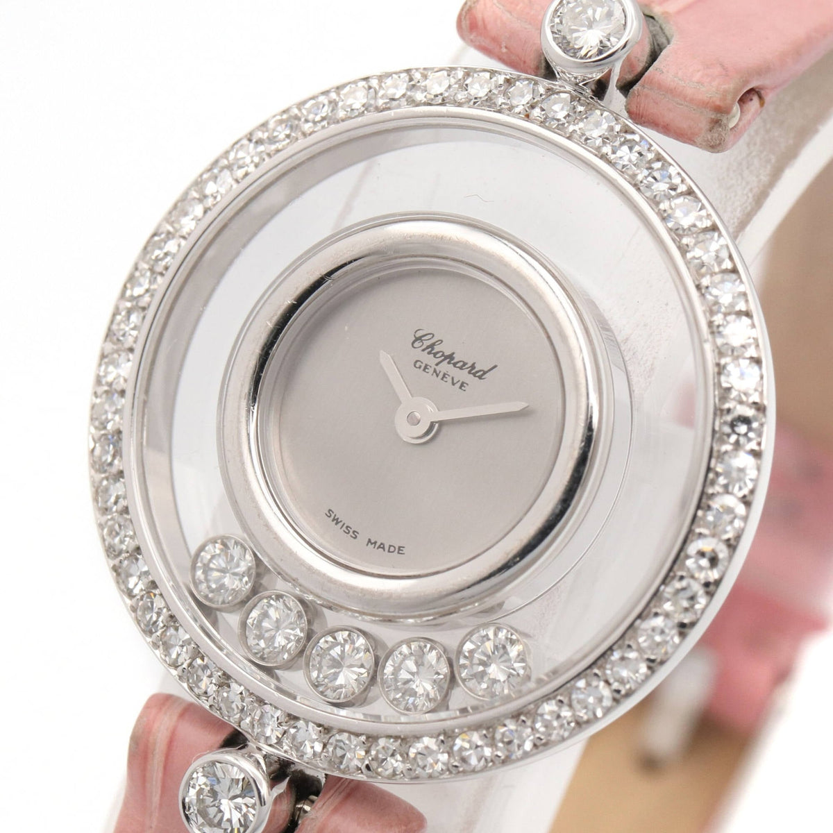 Montre Chopard Happy Diamonds en or 18 carats, référence 20/3926, cadran argenté, 23 mm