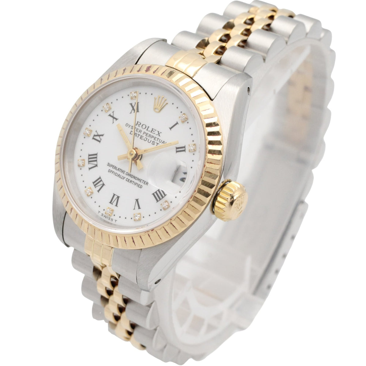 Rolex Datejust 10P Diamond Serial No. 96 18K ( 69173G White Dial 26mm Watch