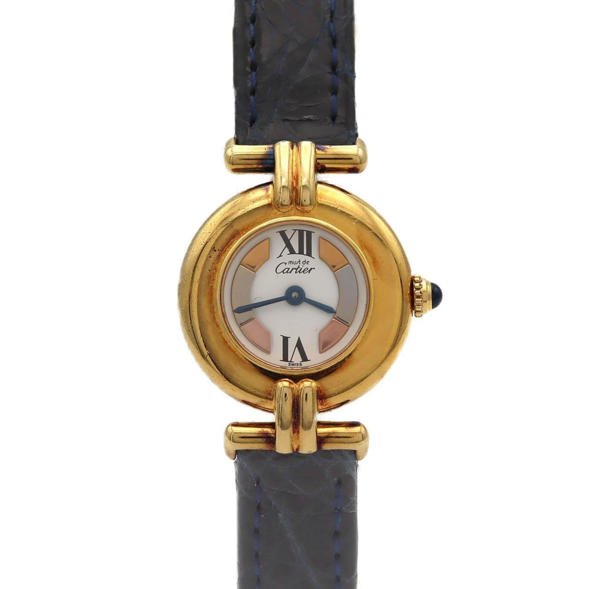 Cartier Must Colisée SM W1006654 gouden horloge met witte wijzerplaat, 24 mm