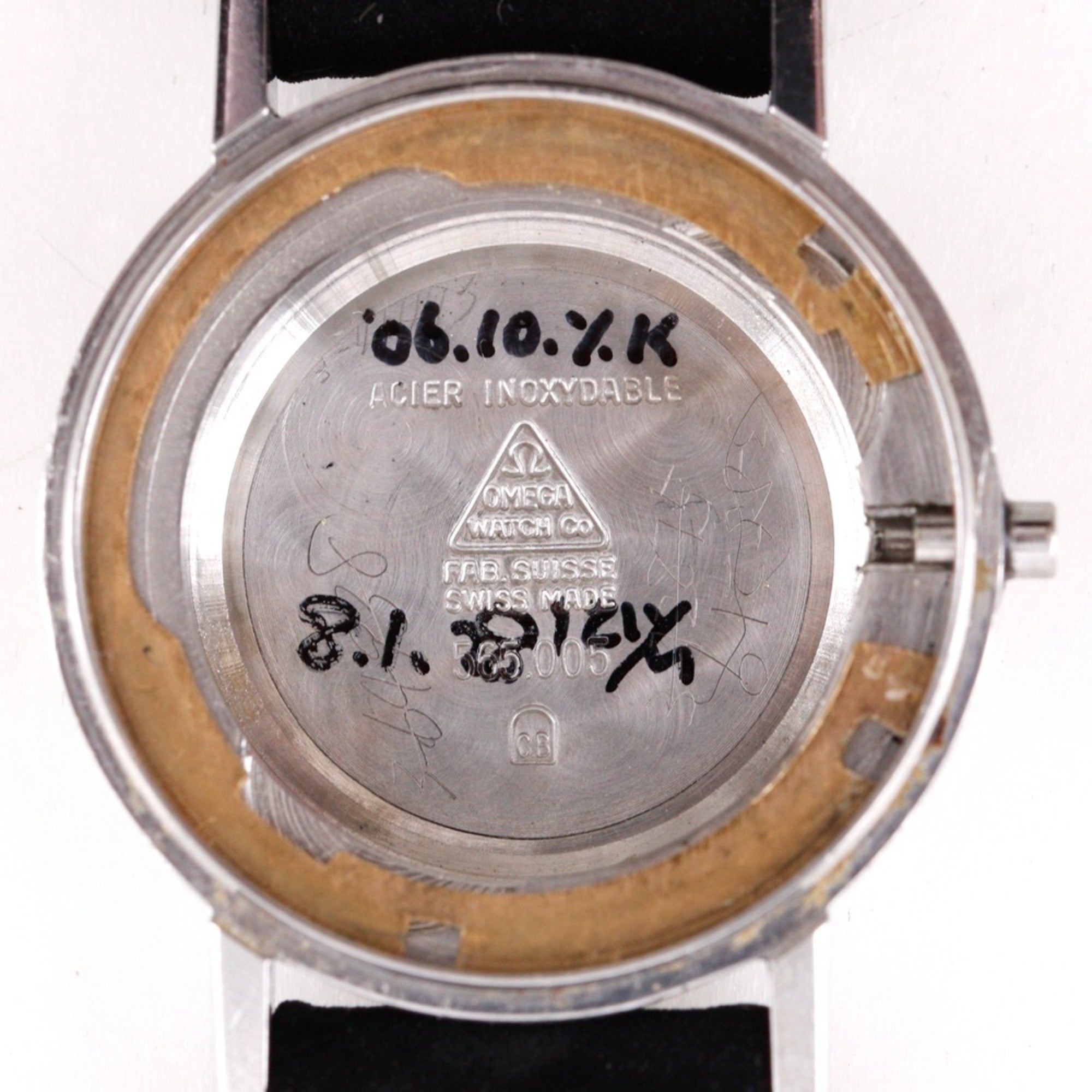 Omega De Ville 565.005 dameshorloge - roestvrij staal met leren band, zilver, automatisch uurwerk, analoog, zilveren wijzerplaat