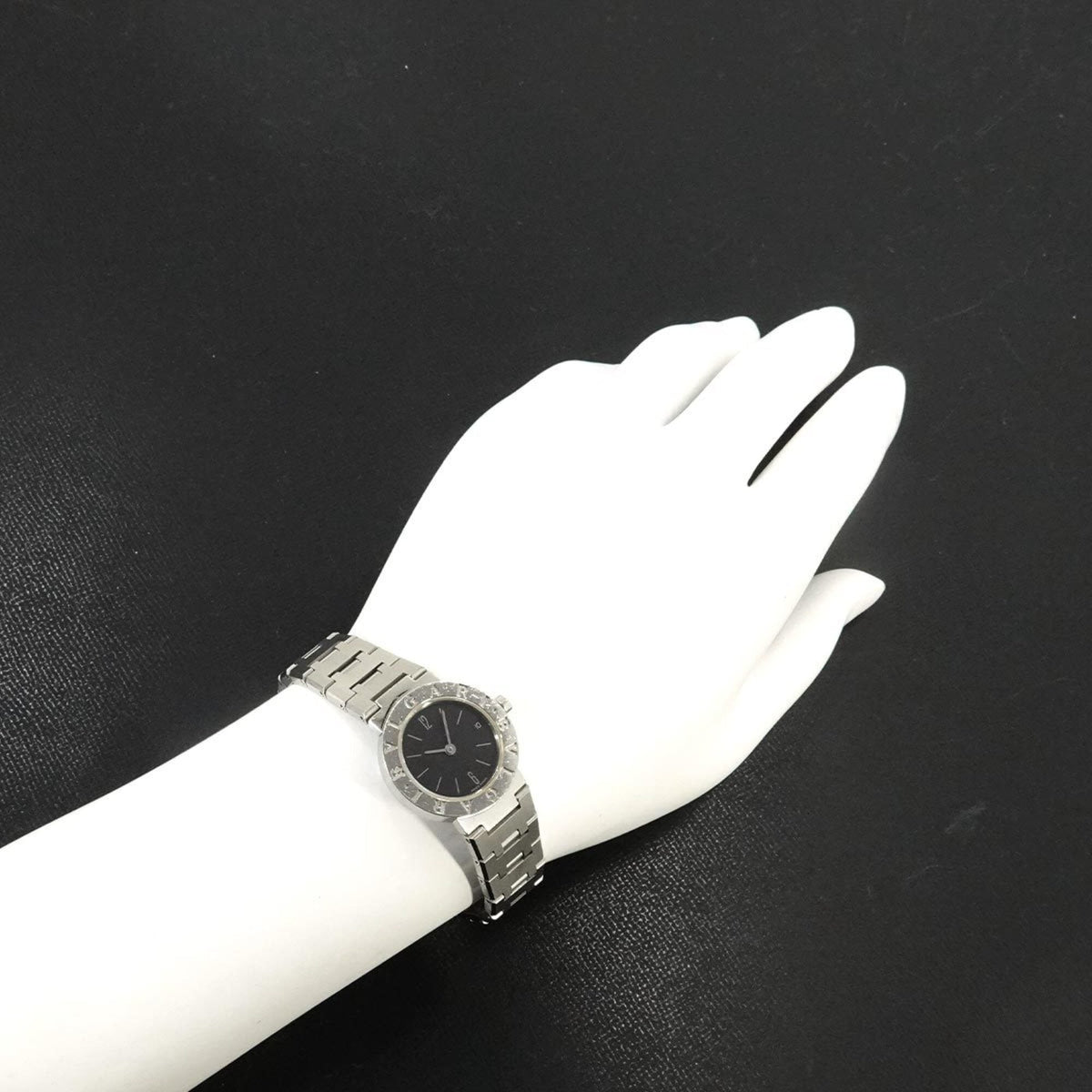 Bvlgari Date BB23SSD horloge met zwarte wijzerplaat, 28 mm