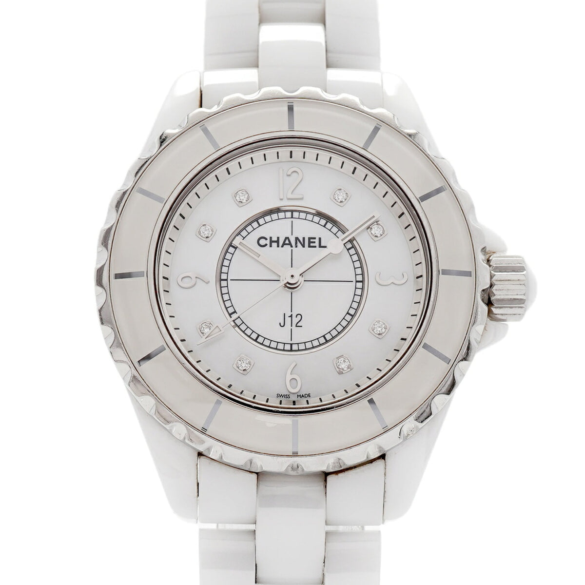 Chanel J12 8P Diamond H2422 White Dial 34mm Watch