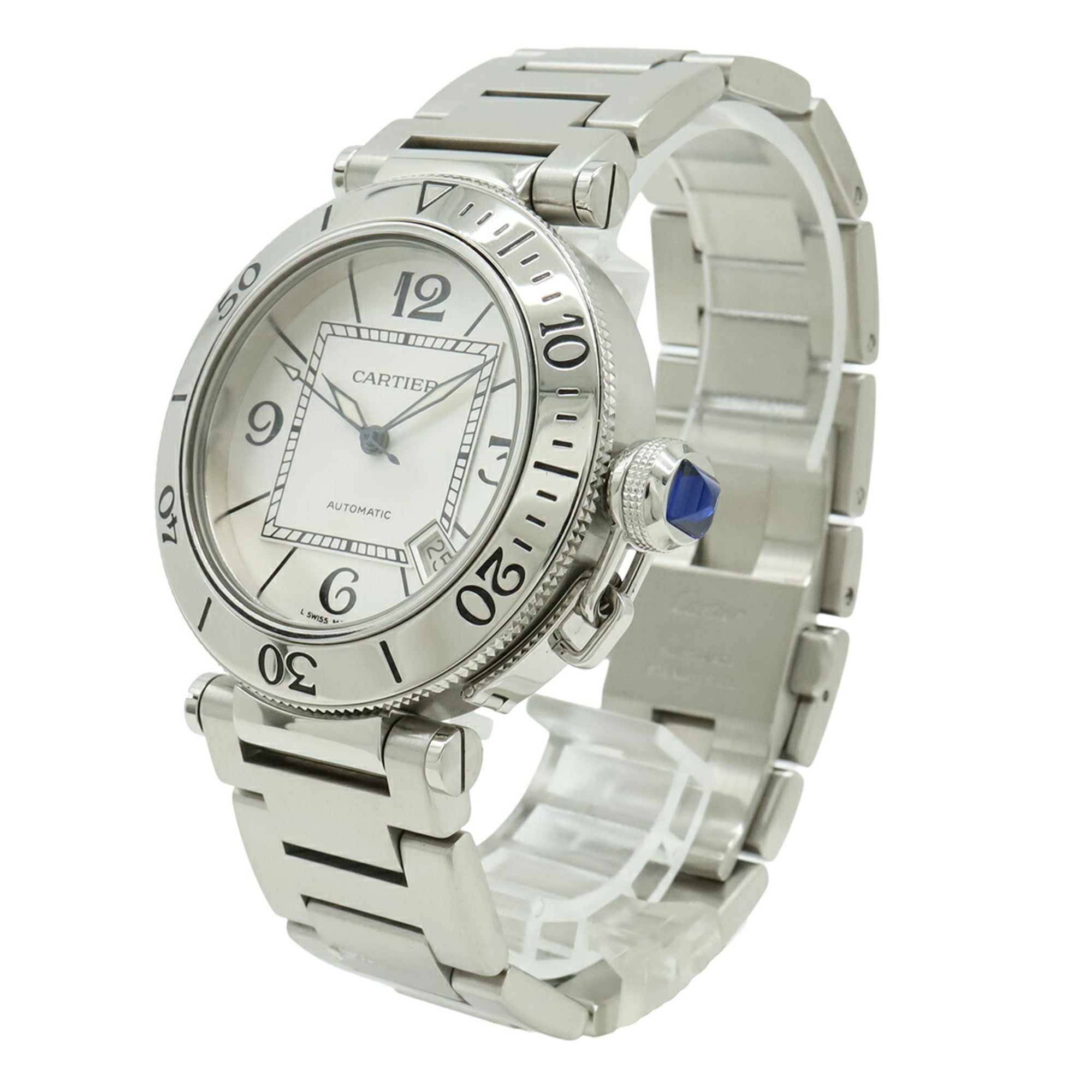 Cartier Pasha Seatimer, Silber Zifferblatt, Automatikwerk, Herrenuhr, W31080M7
