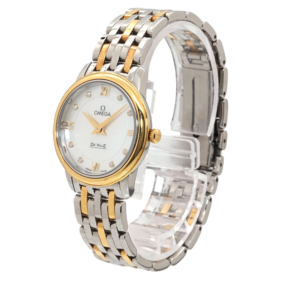 Omega De Ville Prestige Combination 424 20 27 60 55 001 Weiß Gehäuse Zifferblatt 27 mm Uhr