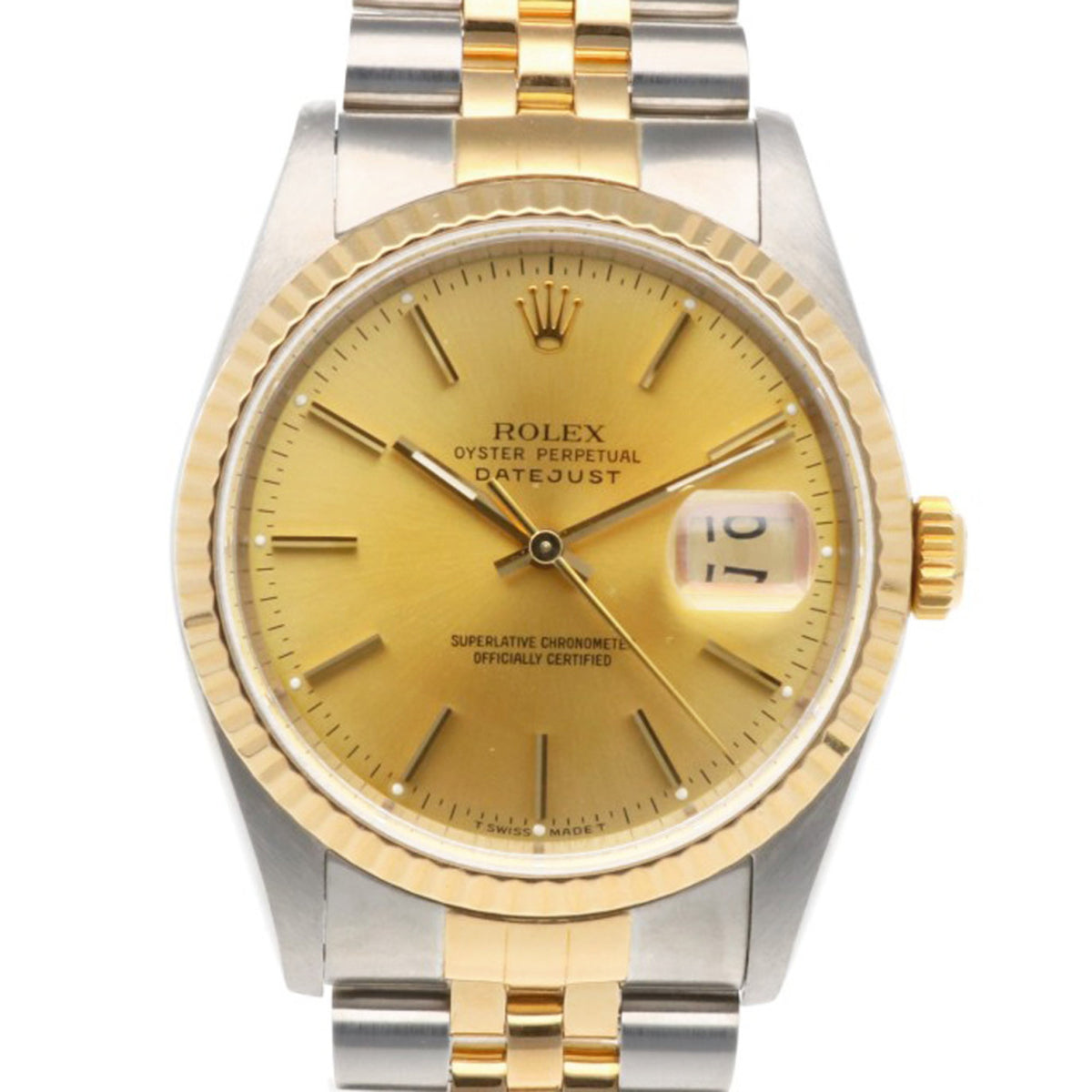 Montre Rolex Datejust Oyster Perpetual 16233, cadran doré, 36 mm