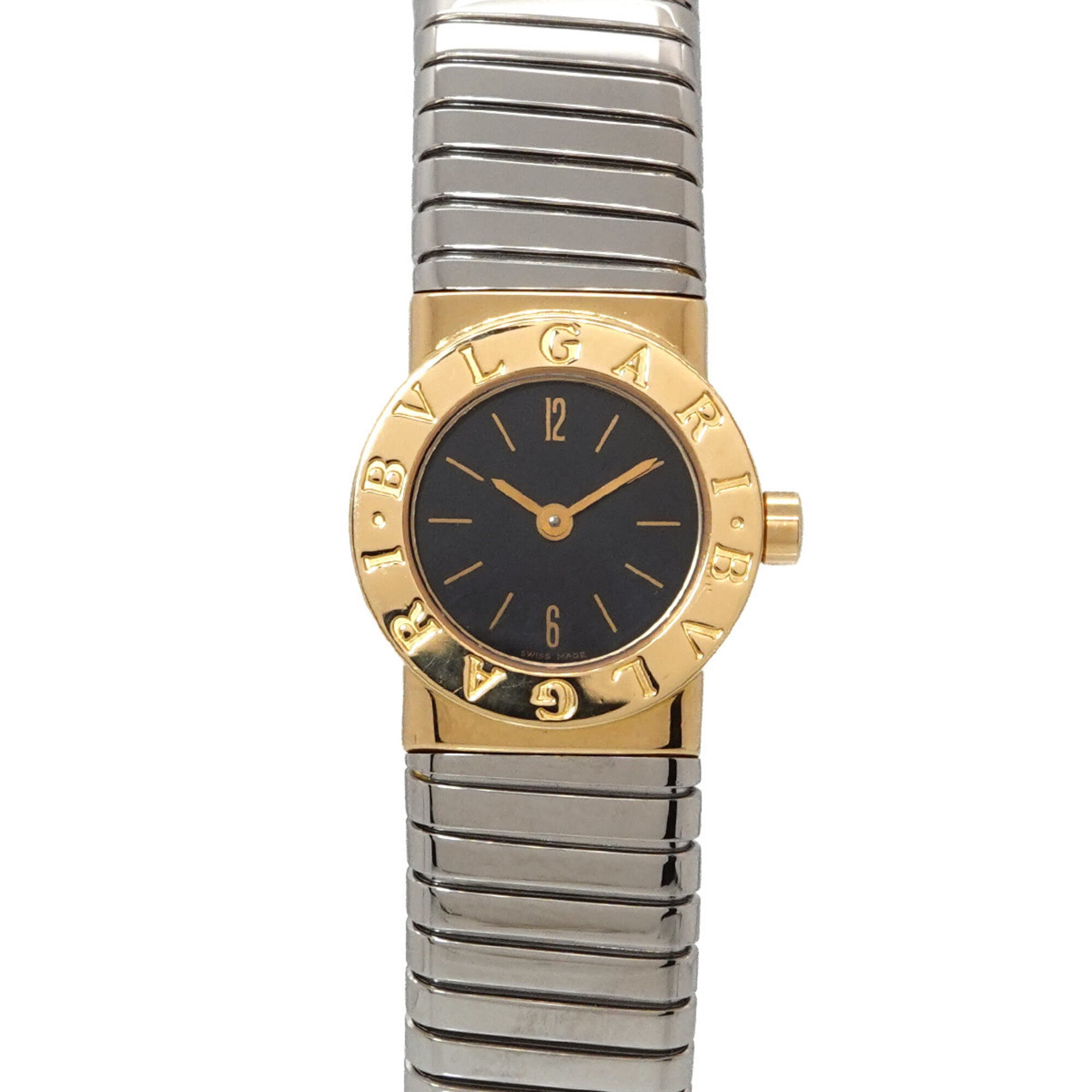 Bulgari Tubogas Combination BB192T Wo Black 18KYG Yellow Gold Quartz