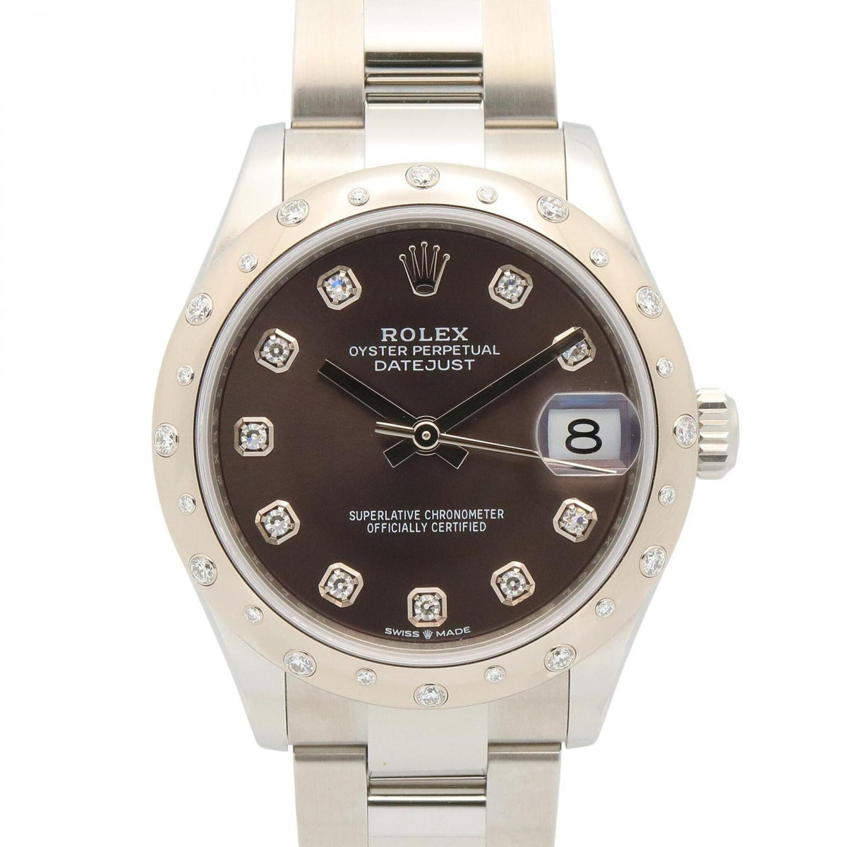 Rolex Datejust 20P Diamond Bezel 10P NP 18KWG ( 278344RBR Gray, Silver Dial 31mm Watch