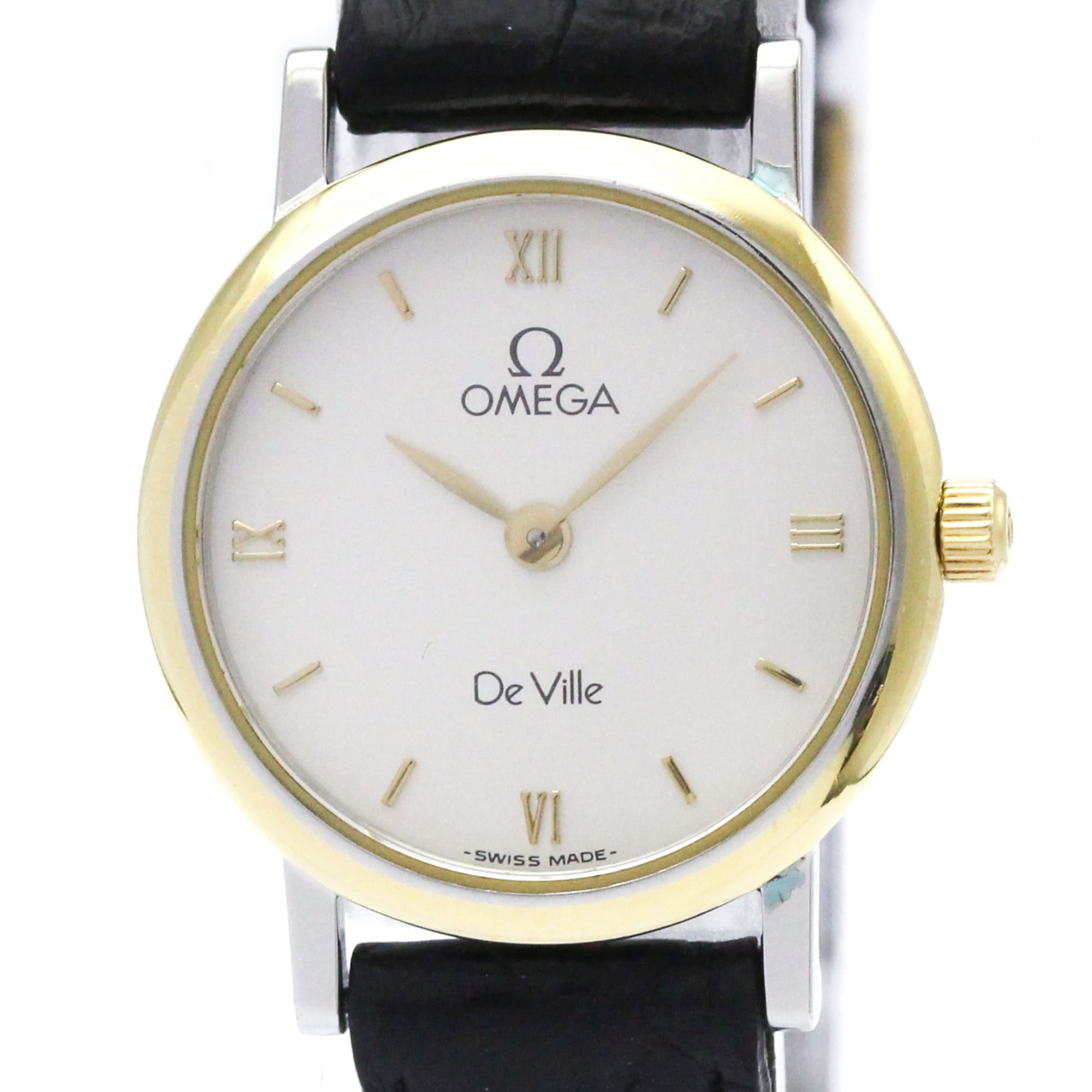 OMEGA De Ville Gold Plated Steel Quartz Ladies Watch 595.1111 Polished
