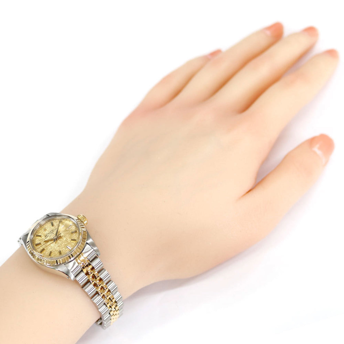 Rolex Datum Oyster Perpetual 6917 mit goldenem Zifferblatt, 25 mm Uhr