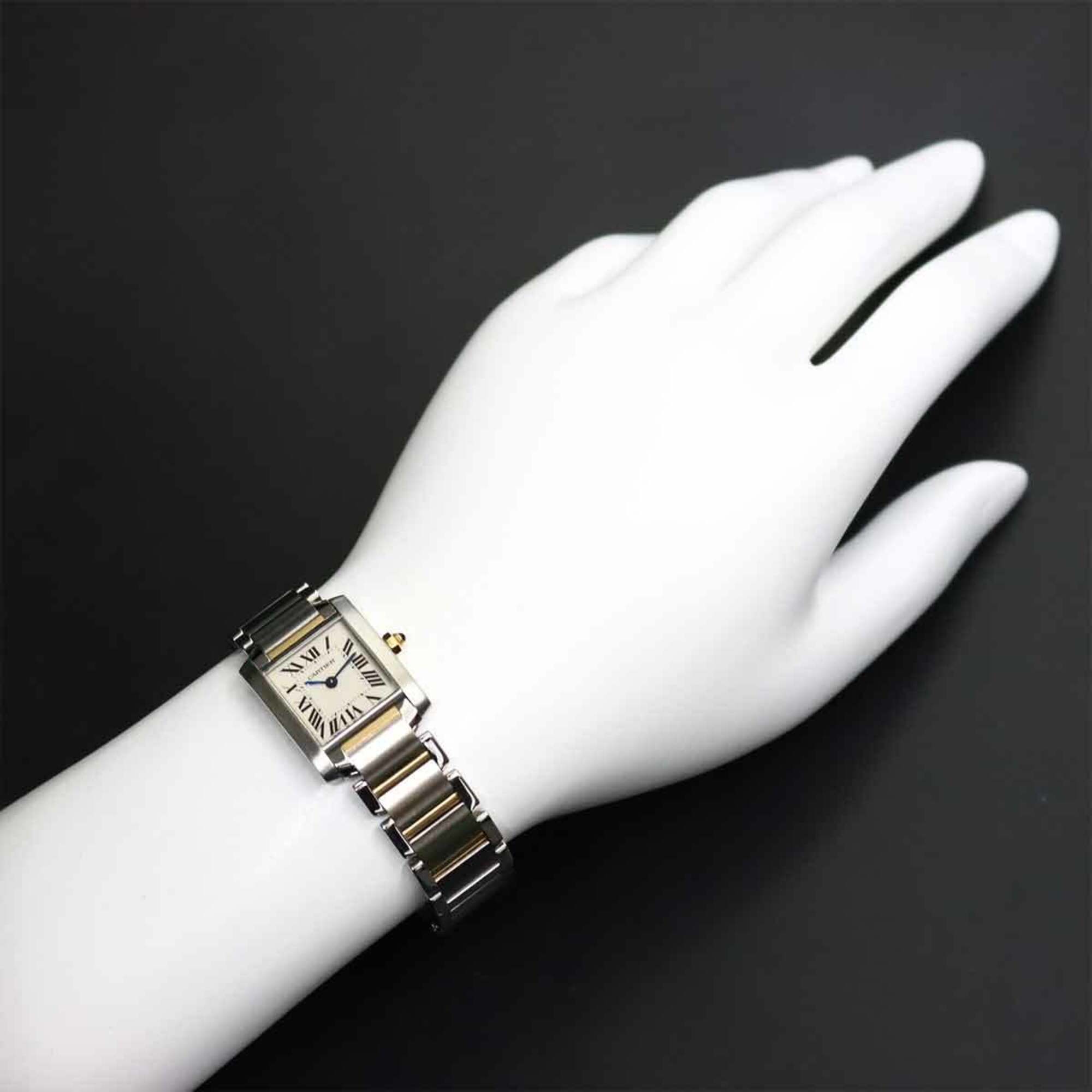 Cartier Tank Francaise SM Two-Tone W51007Q4 Wo Ivory 18K Yellow Gold Quartz