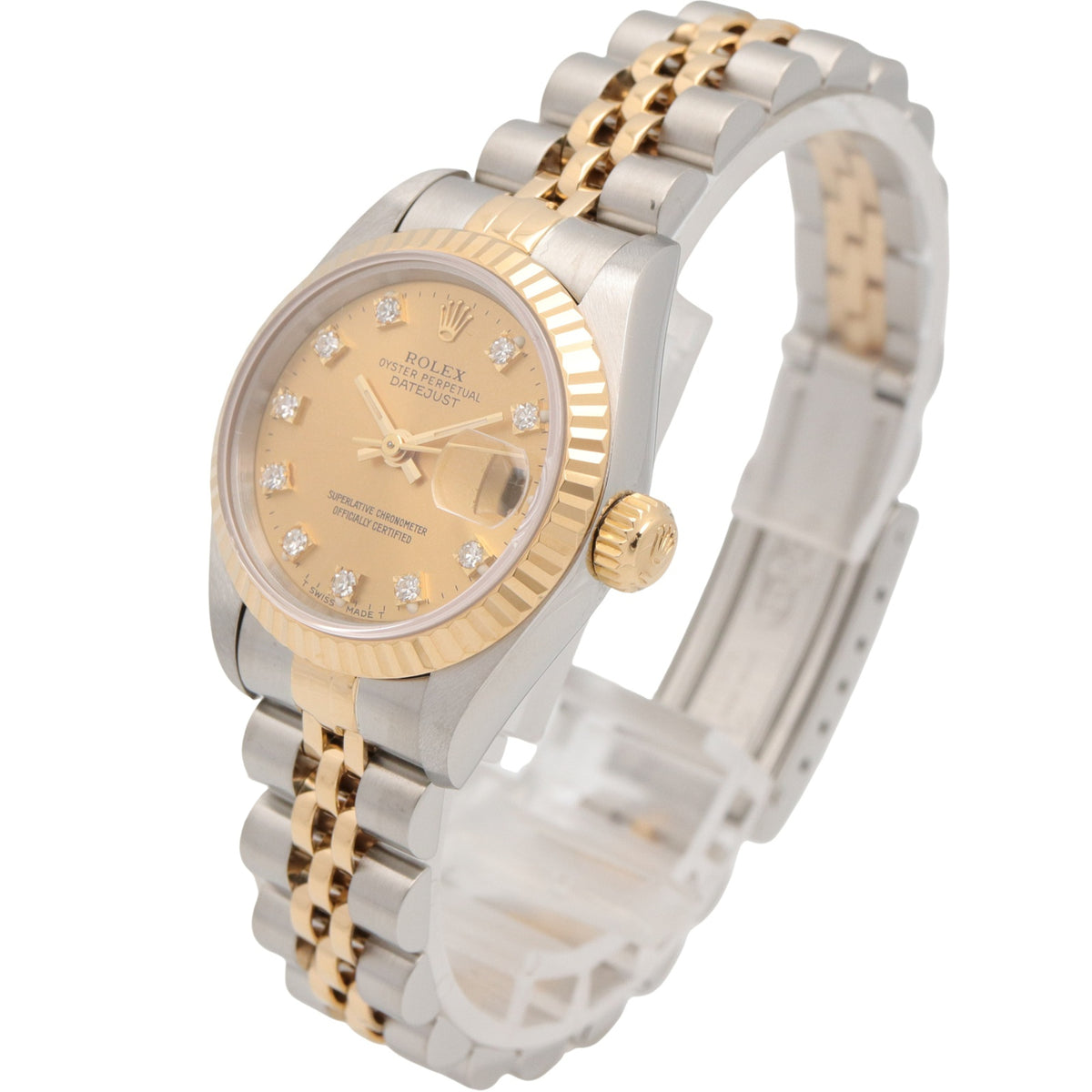 Rolex Datejust 10P Diamond 69173G Champagne, Gold Dial 26mm Watch
