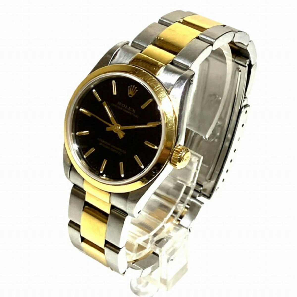 Rolex Oyster Perpetual 67483 horloge met zwarte wijzerplaat, 30 mm