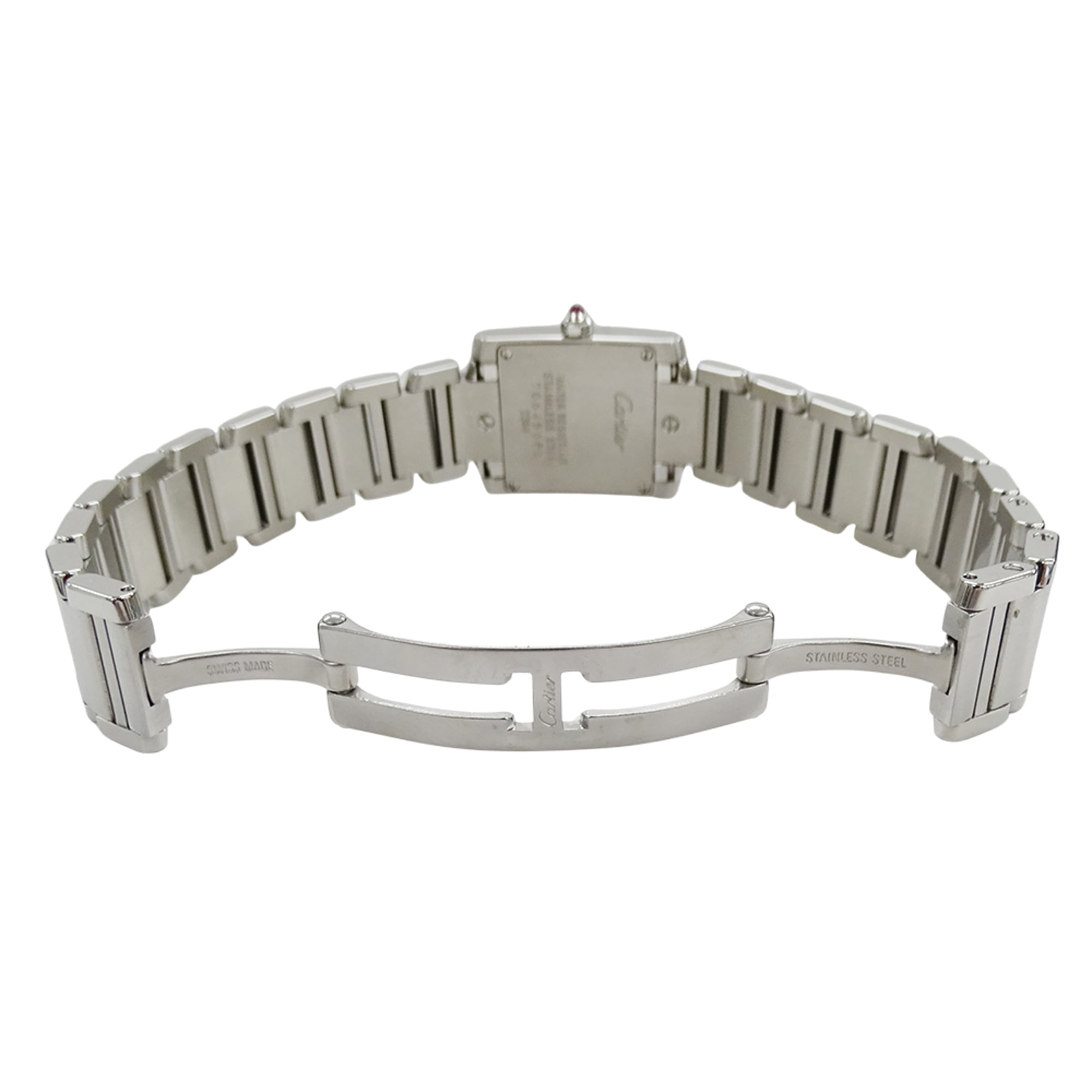 Cartier-Damenuhr, Tank Française SM, Limitierte Auflage 2006, Uhrwerk, Edelstahl (SS), W51031Q3, Silber und Rosa.