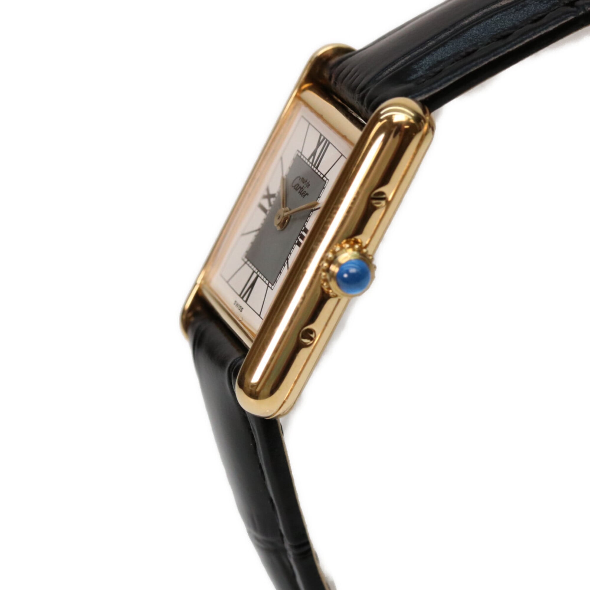 Cartier 925 Must Tank Vermeil SM Quartz Leather Watch, Ivory, Women's