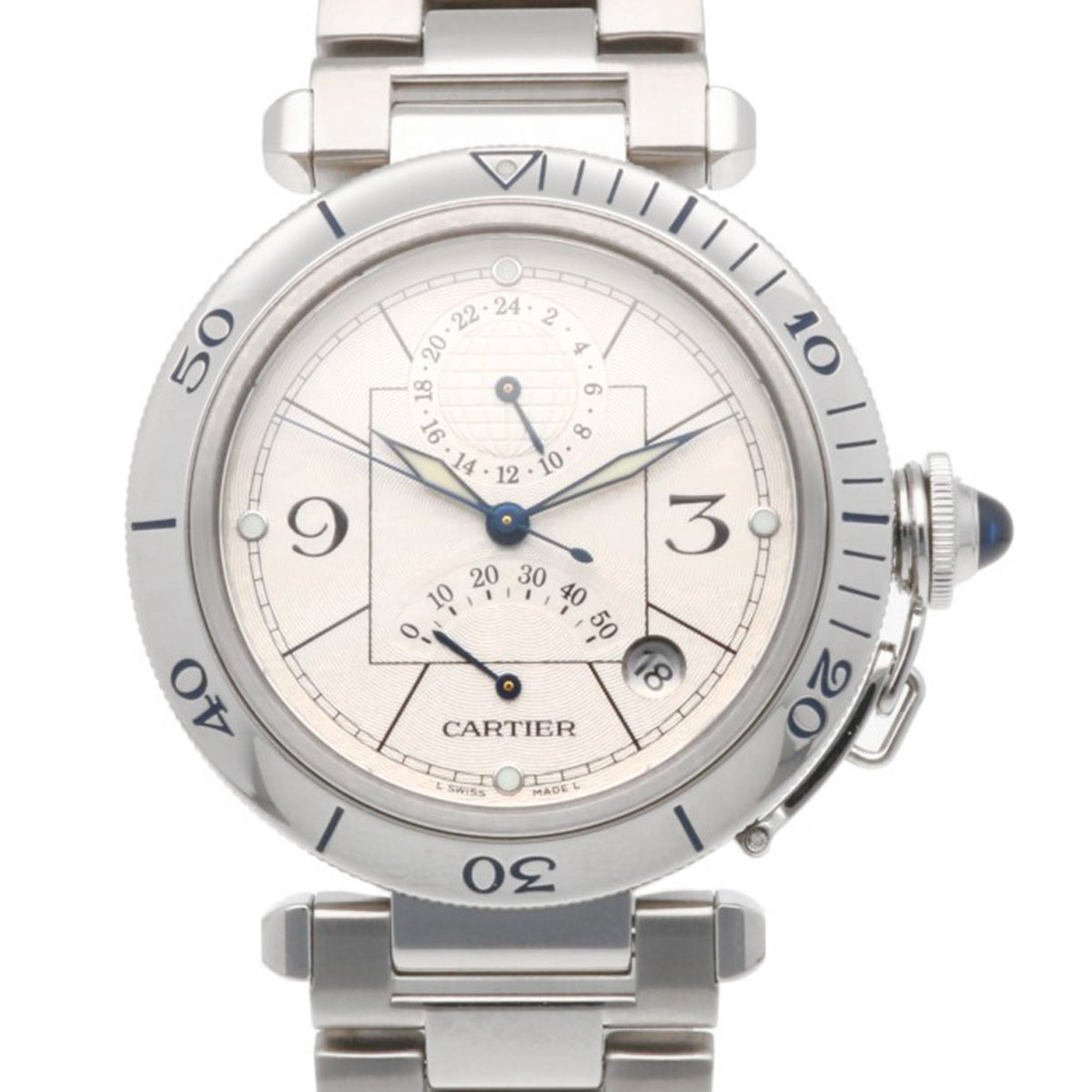Cartier Pasha Power Reserve W31037H3 Silber Zifferblatt 38 mm Uhr