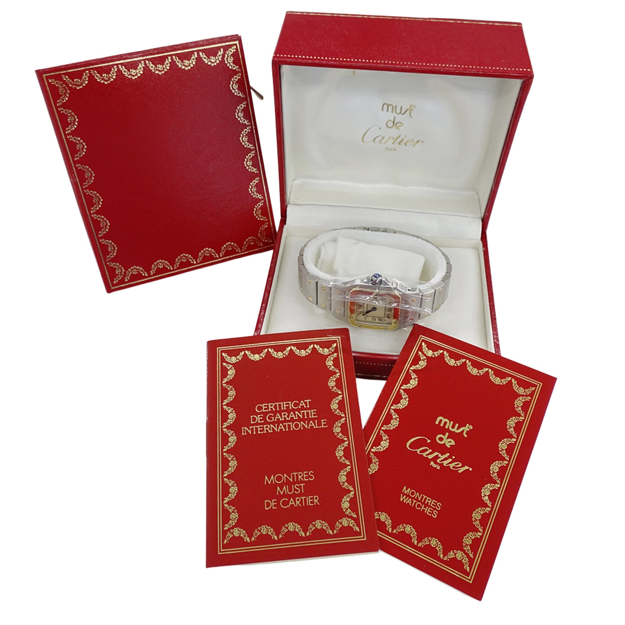 Cartier-Damenuhr, Santos Galbee SM, Uhrwerk, Edelstahl (SS), Gelbgold (YG), W20012C4.