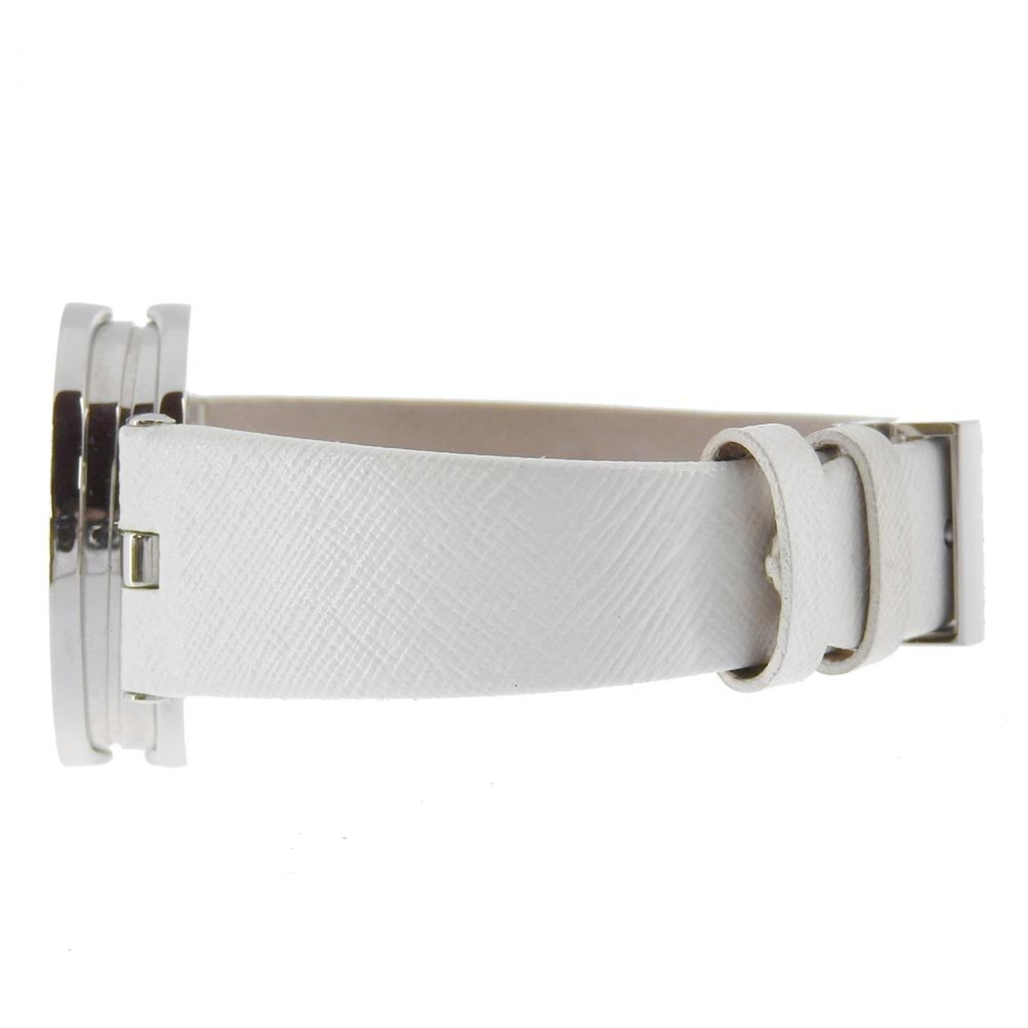 Montre BVLGARI B-zero1 BZ30FDSL en acier inoxydable et cuir, motif floralQuartz affichage analogique, cadran Blanc pour femme