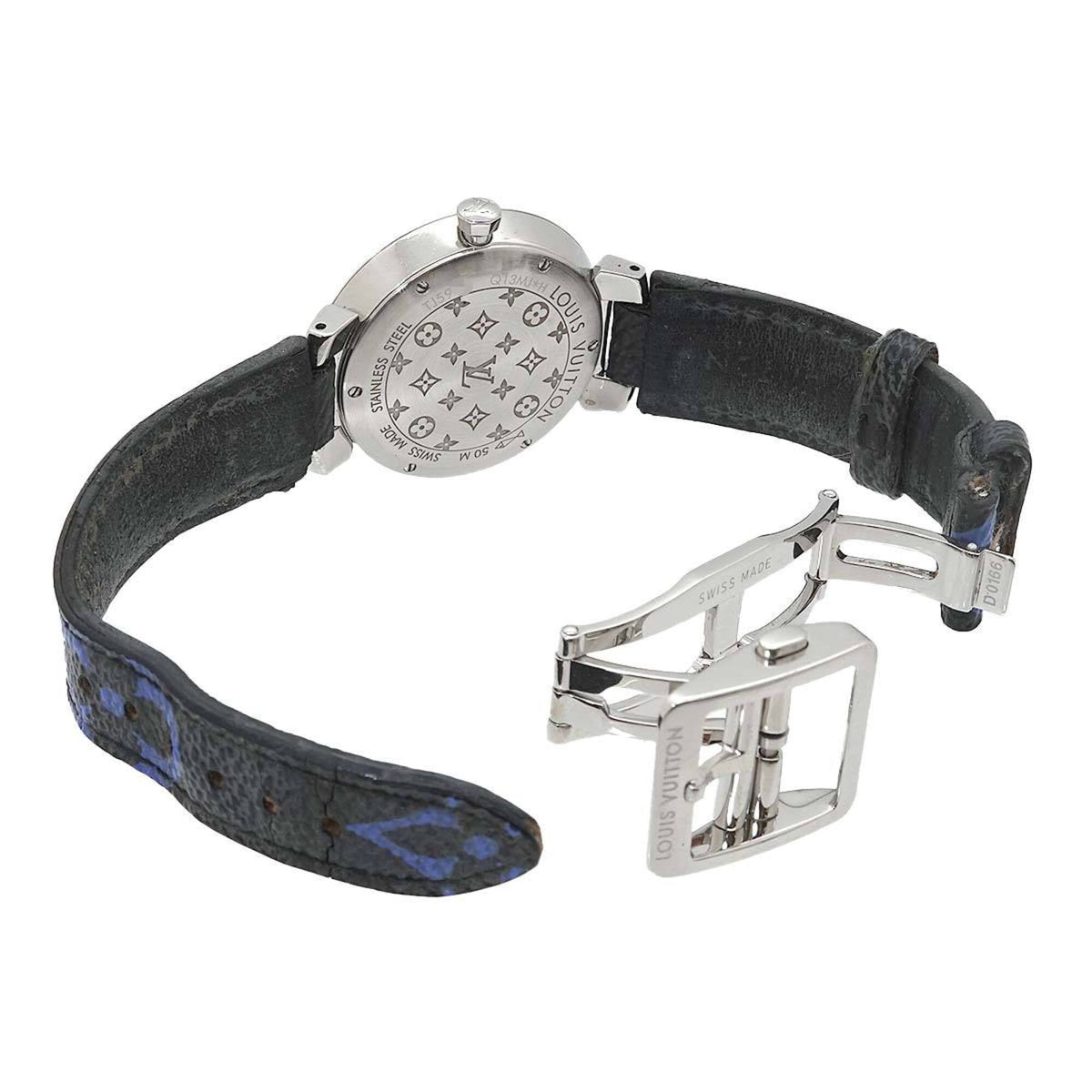 Louis Vuitton Tambour Monogram Q13MJH Silber Zifferblatt 33 mm Uhr