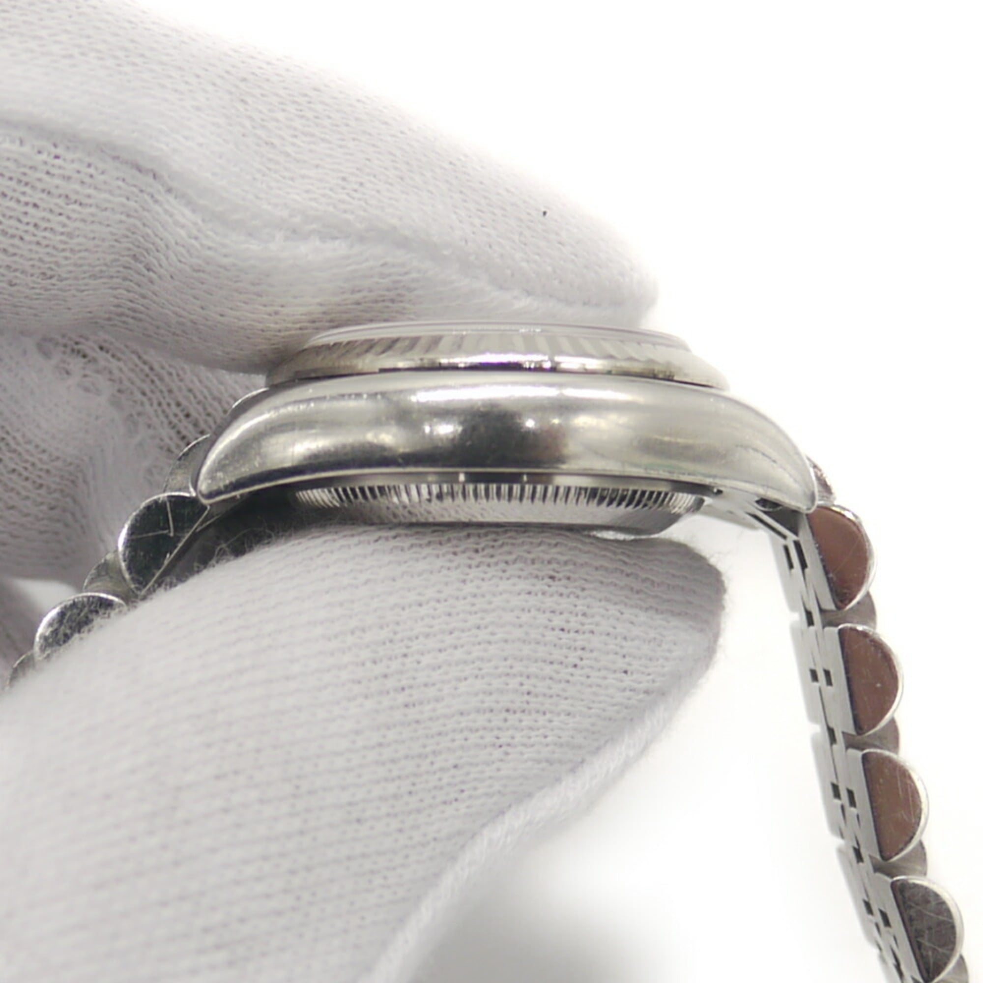 ROLEX Datejust 179174G (serienummer beginnend met D), automatisch, bezet met 10 diamanten, wijzerplaat met computerprint, dameshorloge.