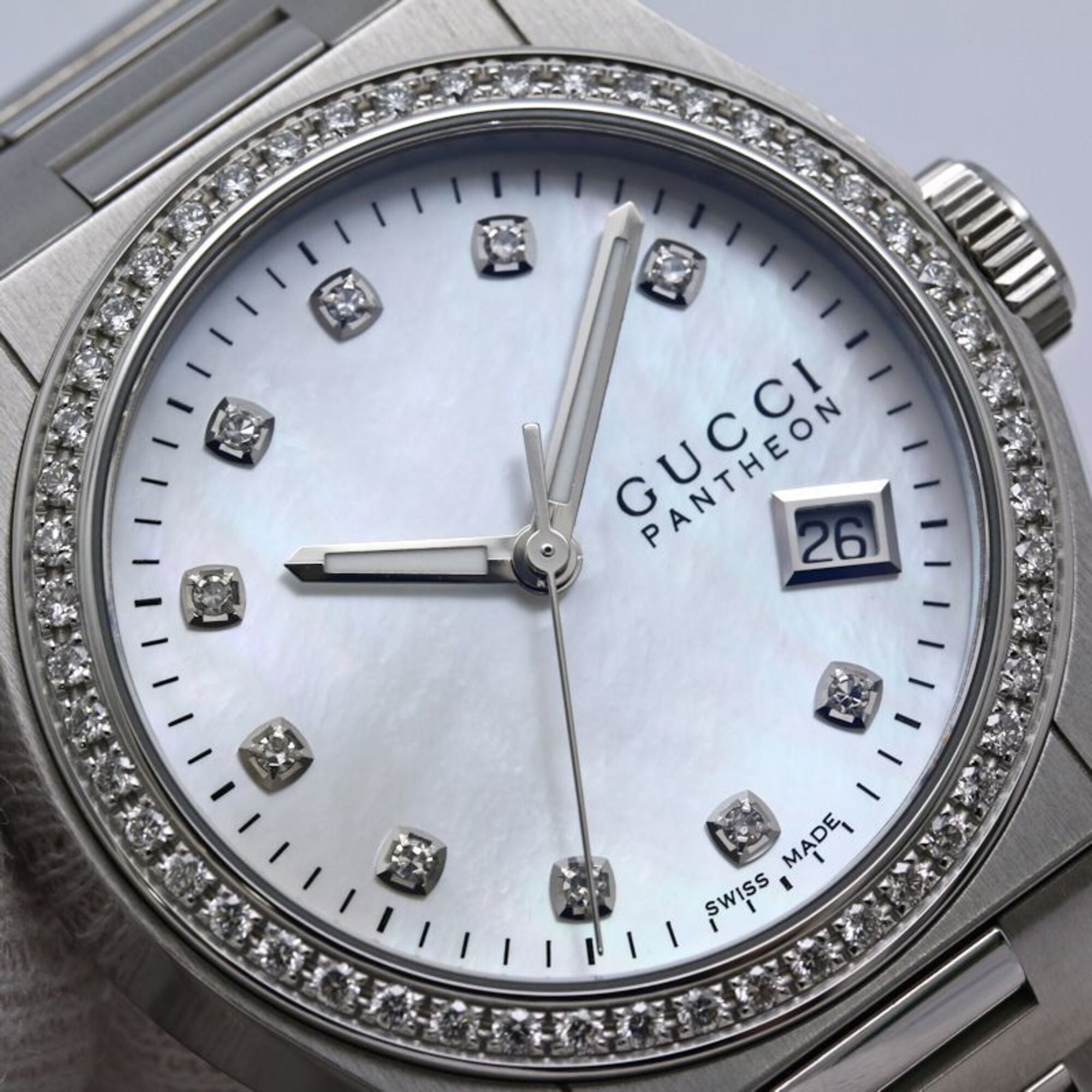 GUCCI Pantheon Bezel Diamond 10P YA115404 115.4 Boys' Stainless Steel 40561