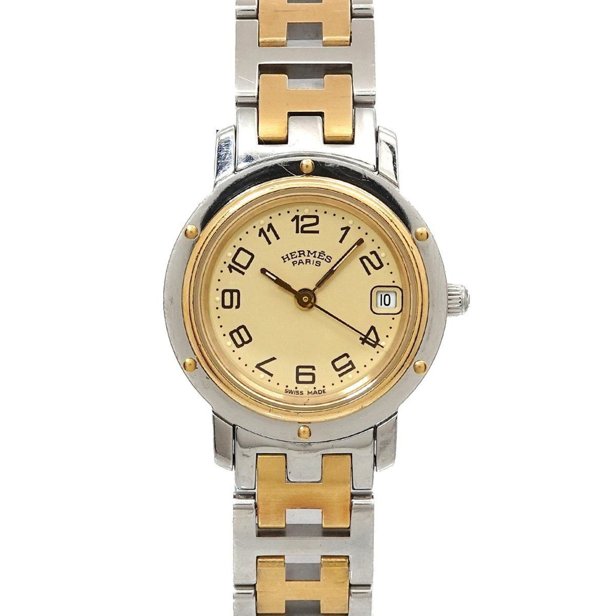 Hermes CL4 220 horloge met ivoorkleurige wijzerplaat, 24 mm