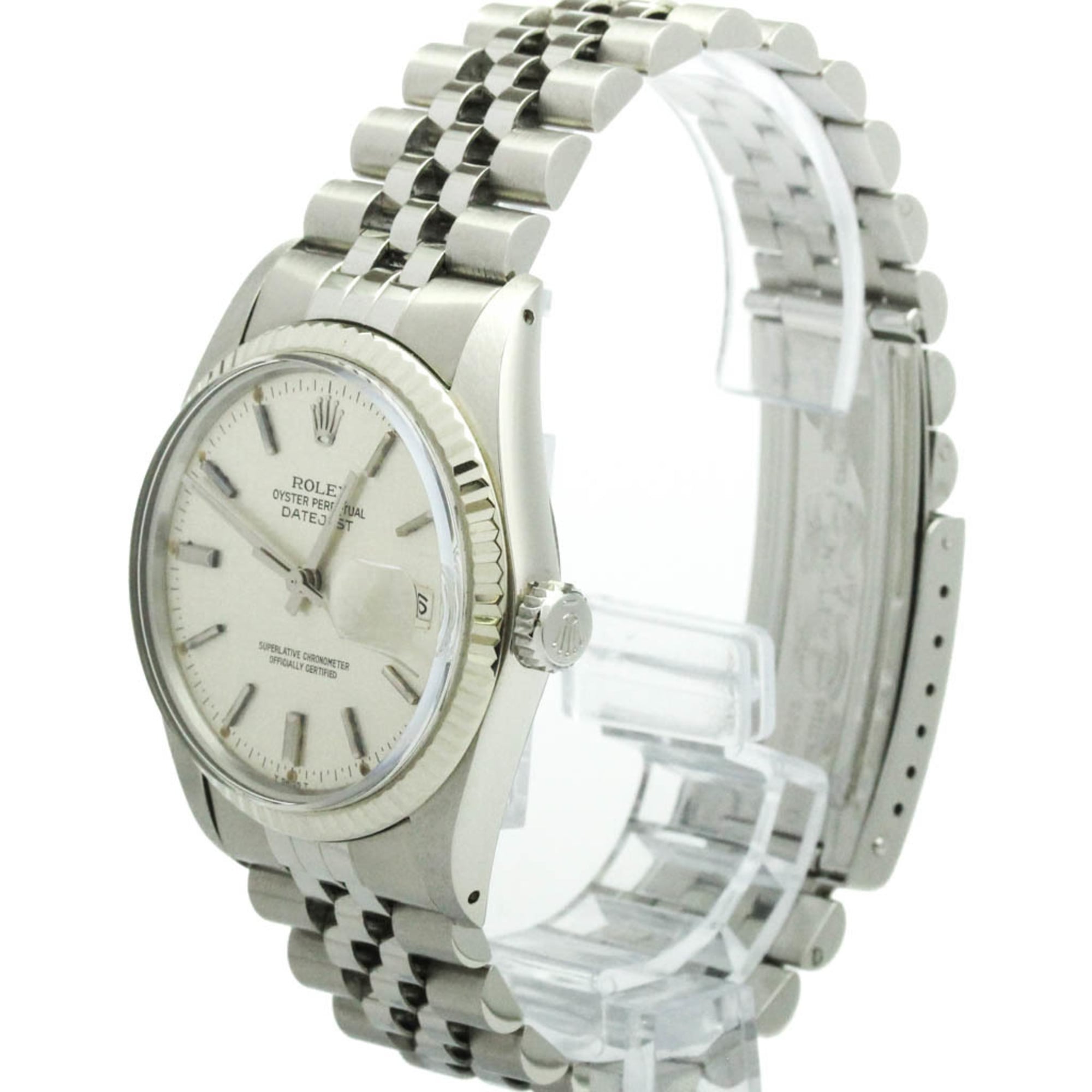 ROLEX Datejust 18K White Gold Steel Automatic Mens Watch 16014 Polished