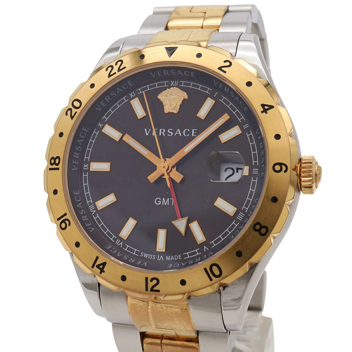 Montre Versace Helenium Gmt Medusa Date 11040015 Noir Cadran 42 mm
