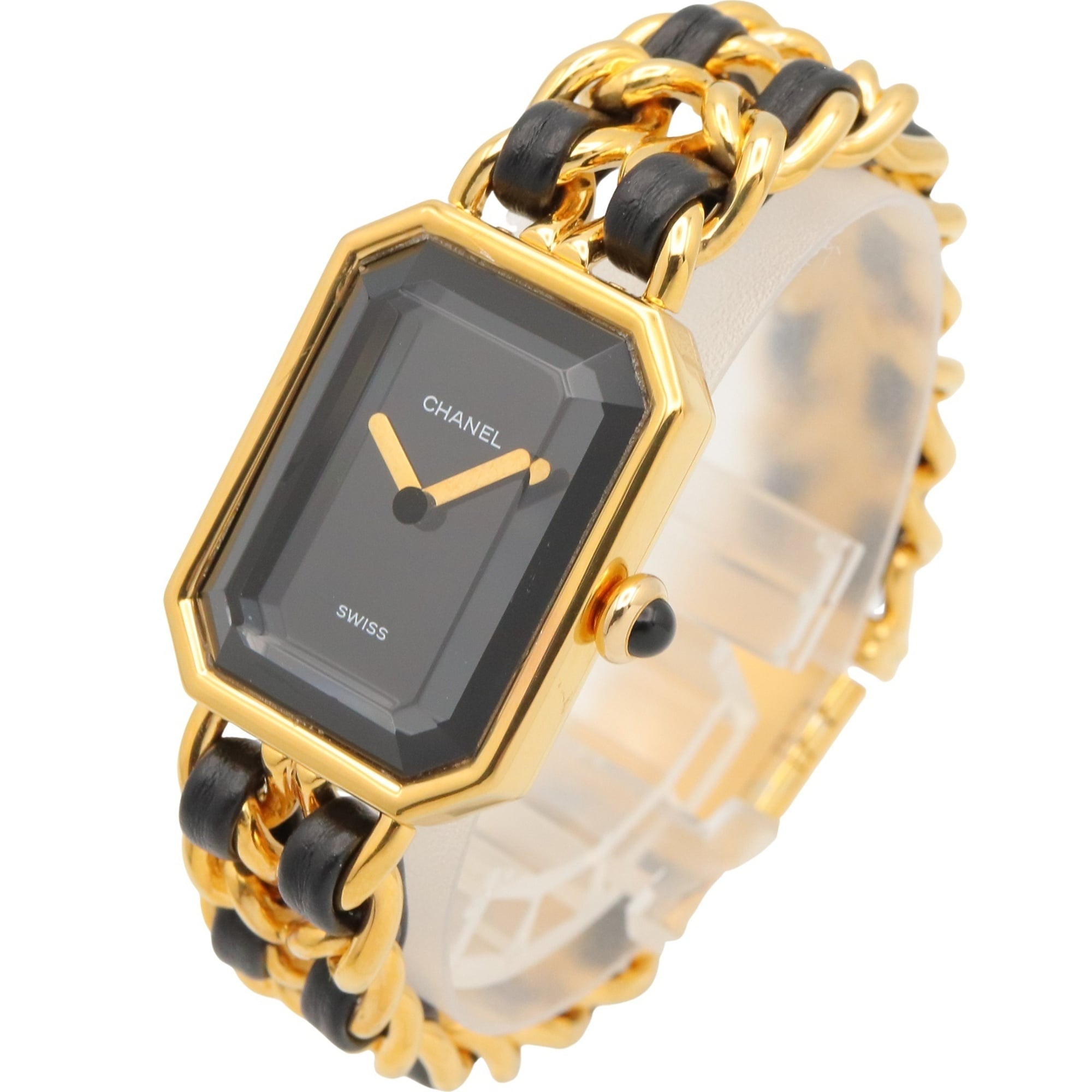 Chanel CHANEL PremiÃ¨re S Watch, Gold Plated (GP), Leather Strap, Women's, Black, H0001