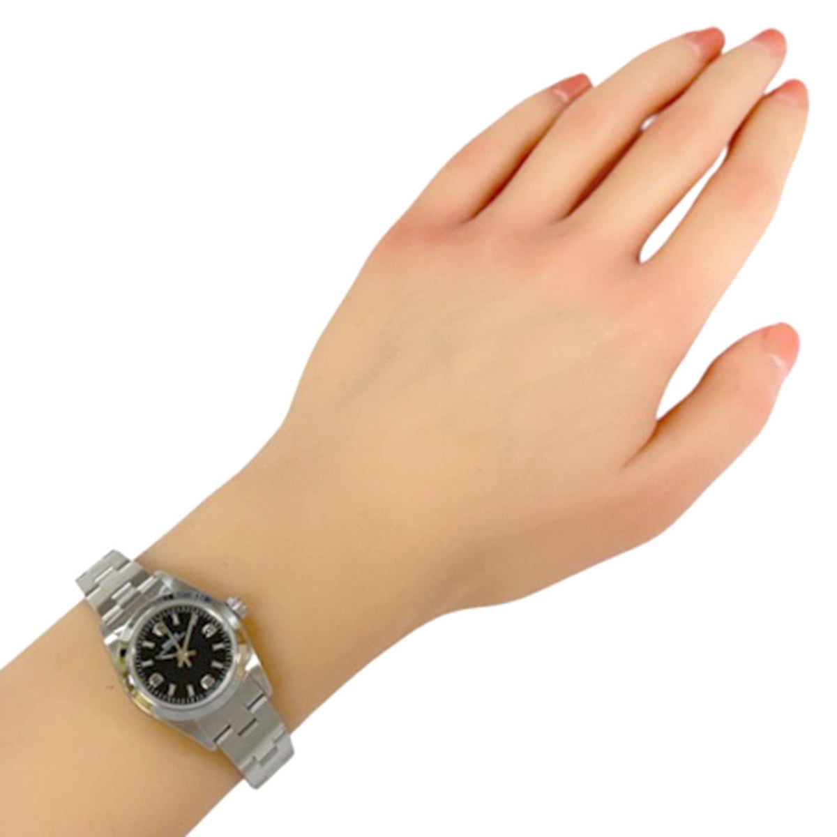 Rolex Oyster Perpetual 76080 Schwarz Zifferblatt 26 mm Uhr