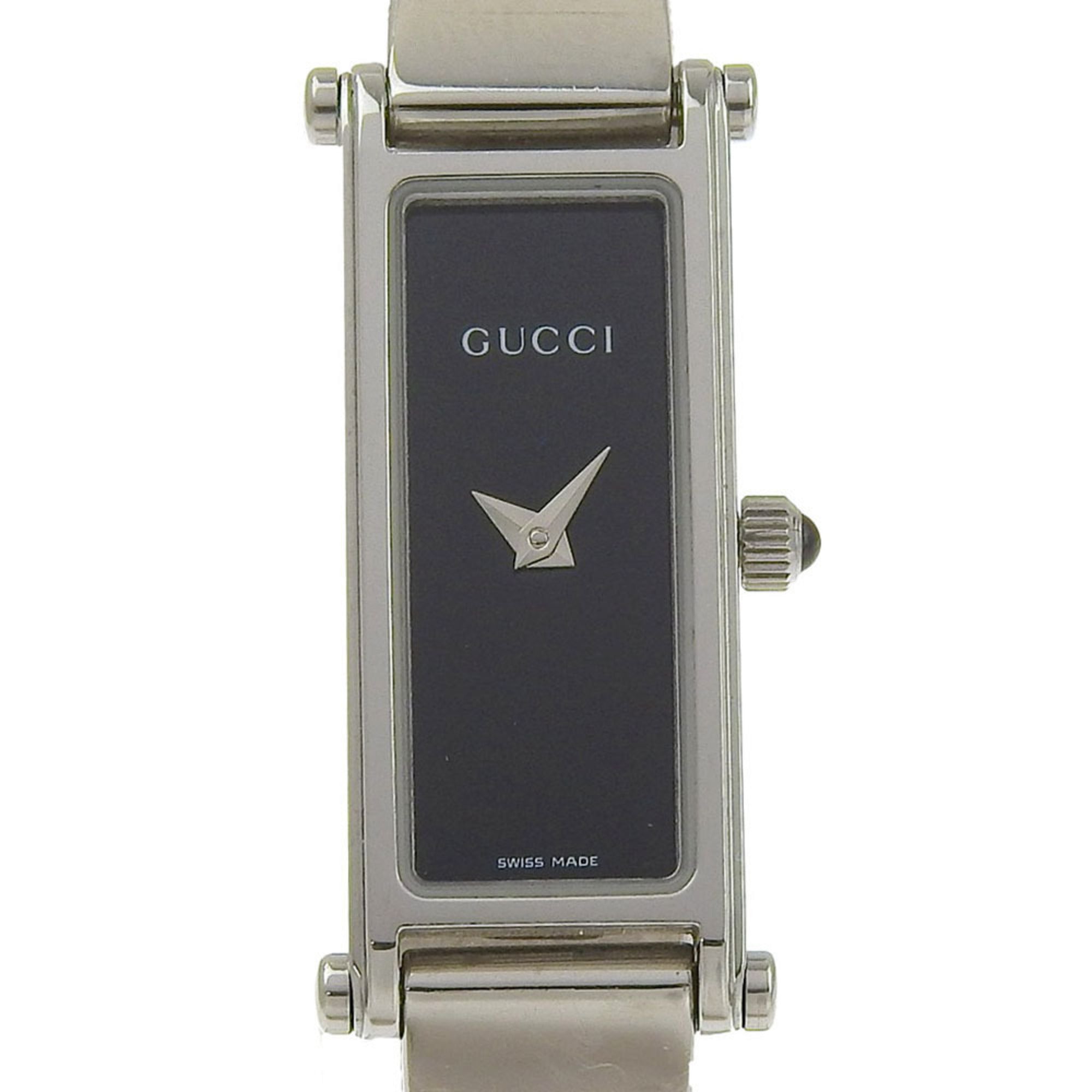 Gucci 1500L Stainless Steel Quartz Analog Watch with Black Dial for Women