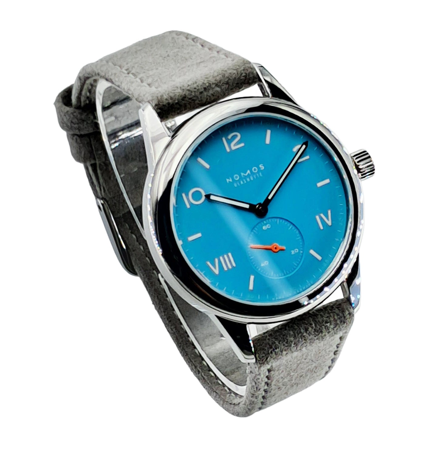 Nomos Glashütte Club met handopwinding, blauw, 36 mm