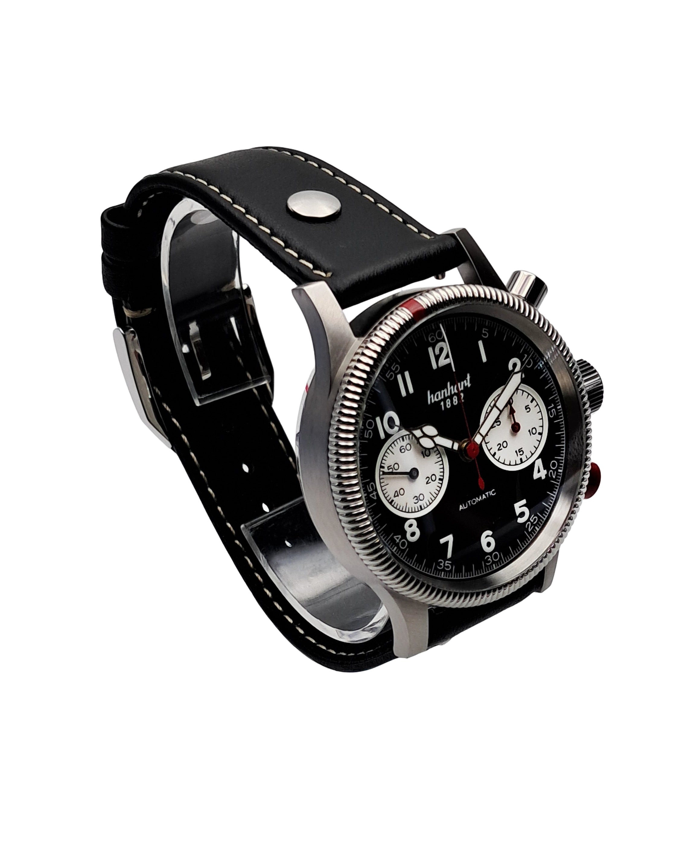 Hanhart Pioneer Automatik Schwarz 40mm