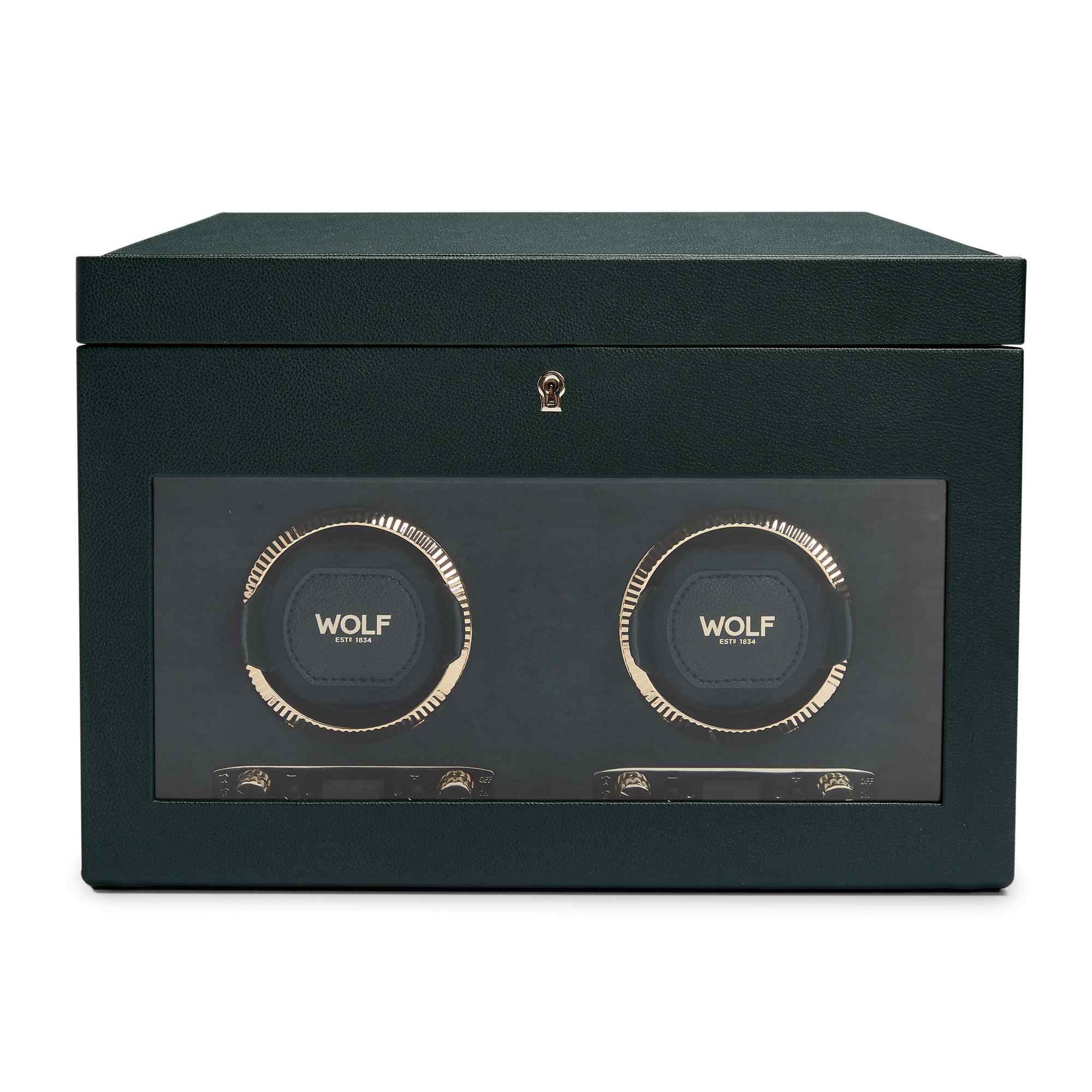 Wolf British Racing Double Watch Winder with Storage