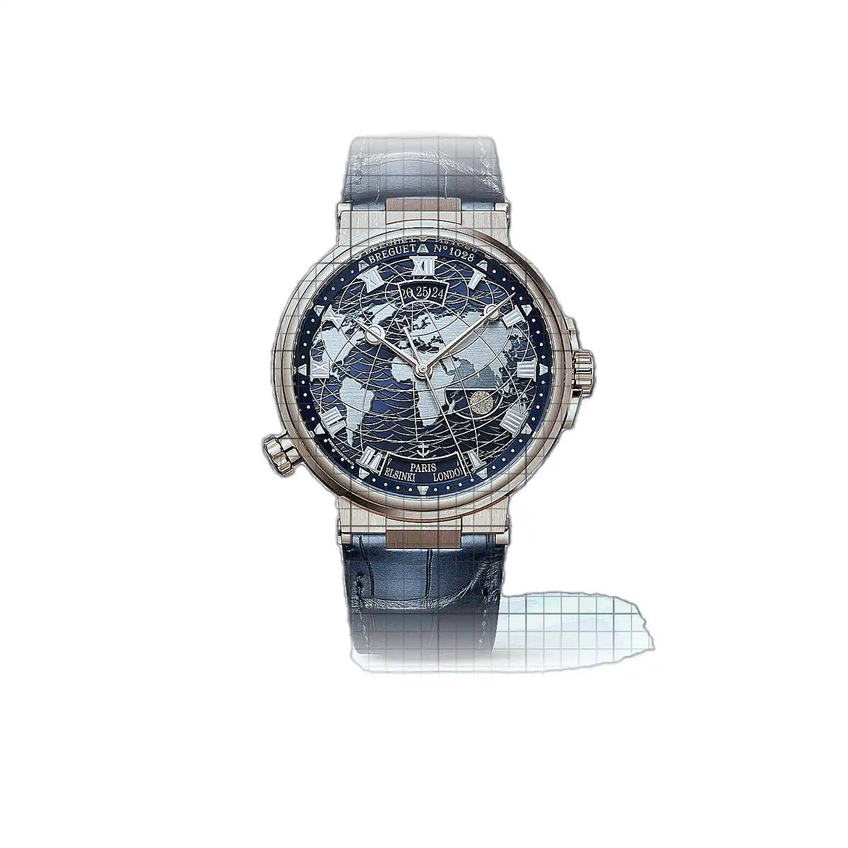 Breguet Marine 5557BR/YS/9WV Horloge met blauwe wijzerplaat, roségoud, 44 mm