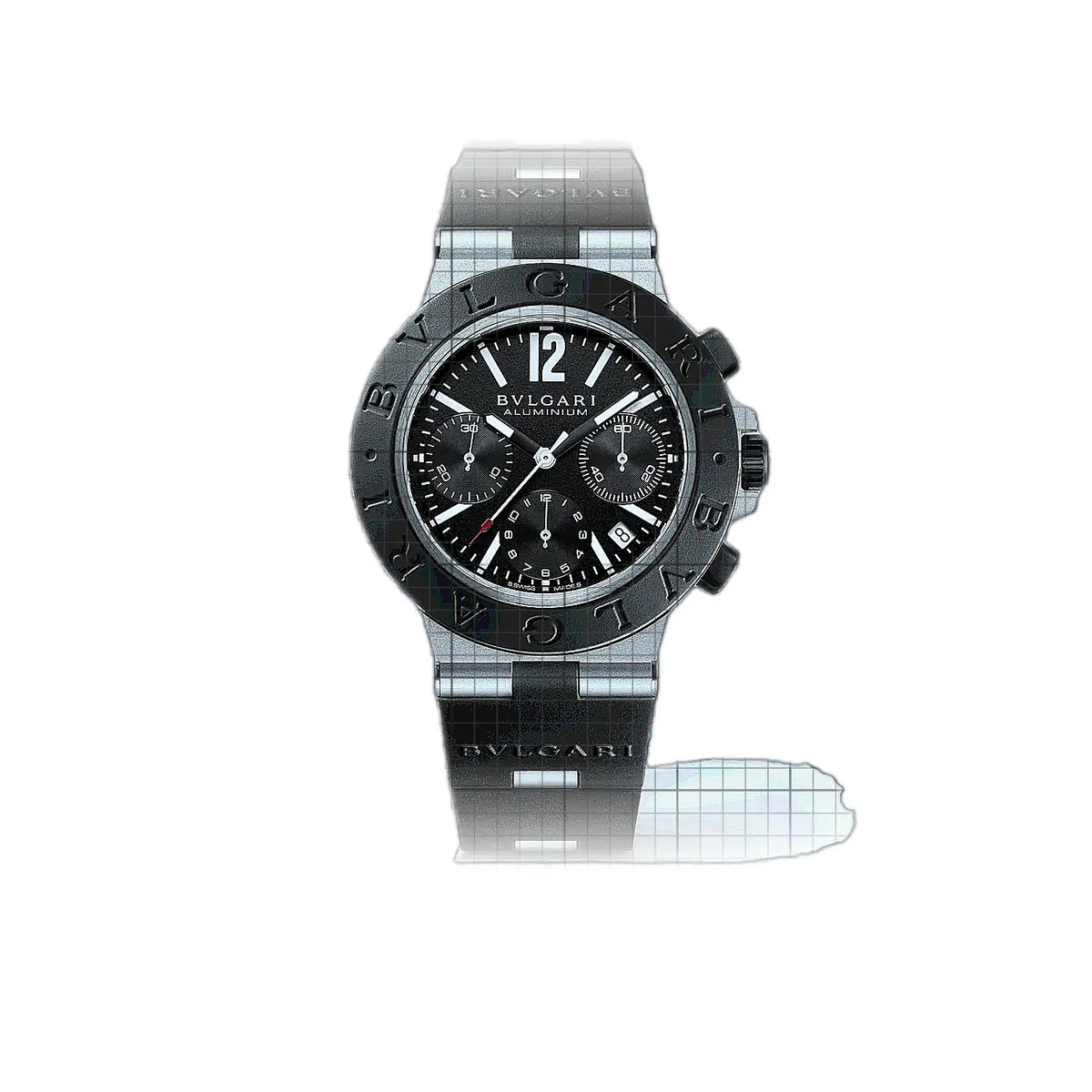 Bulgari Aluminium 103868 Horloge met zwarte wijzerplaat, aluminium, 41 mm