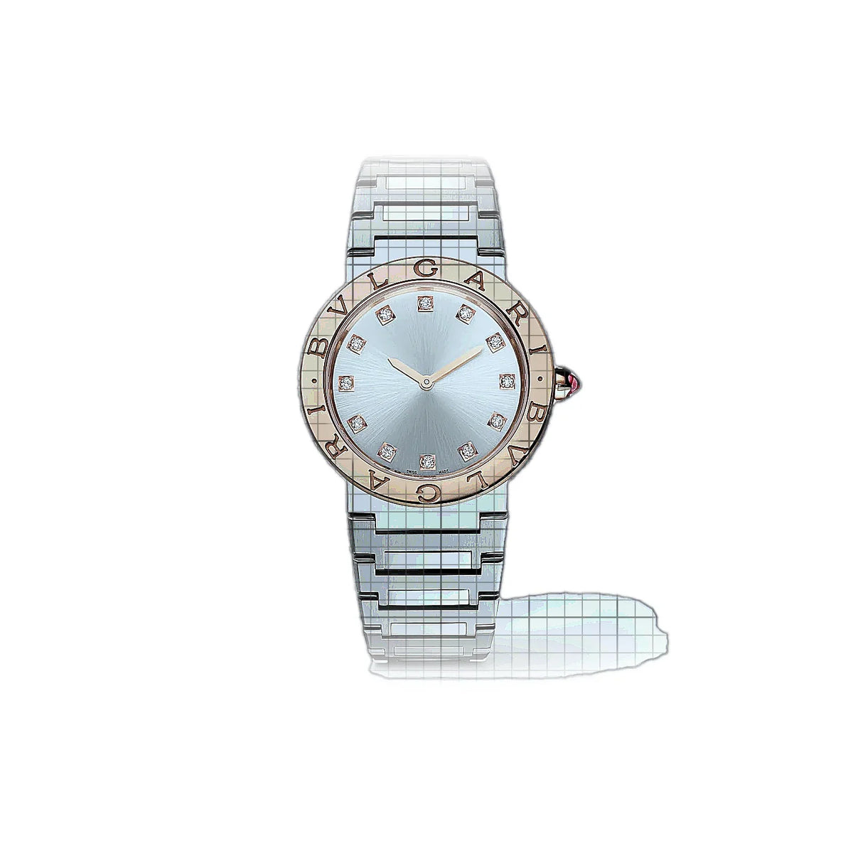 Bulgari Bulgari 103577 Horloge met zilveren wijzerplaat, roségoud, roestvrij staal, 33 mm