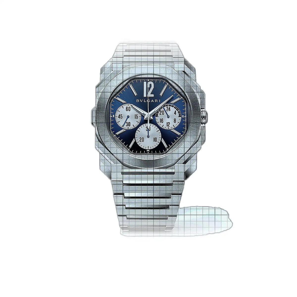 Montre Bulgari Octo 103467, cadran bleu, acier inoxydable, 43 mm
