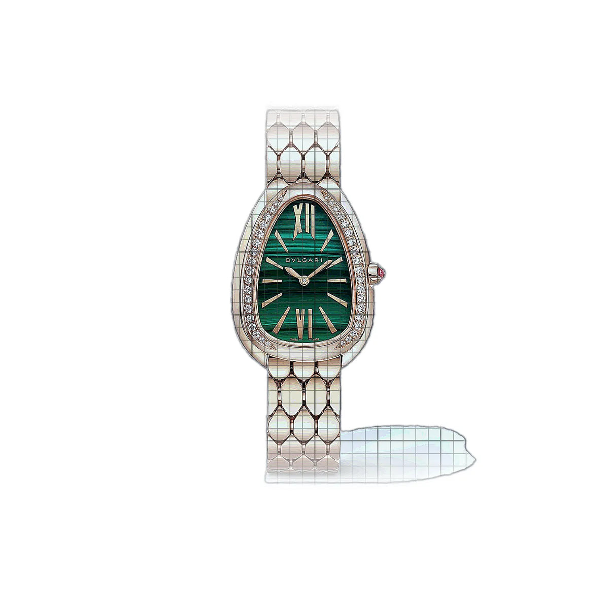 Bulgari Serpenti 103273 Horloge met groene wijzerplaat, roségoud, 33 mm