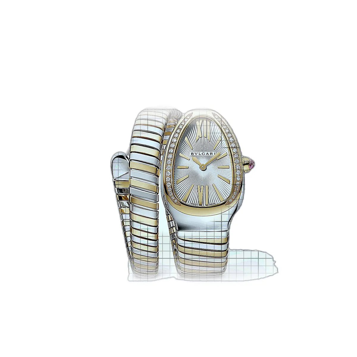 Bulgari Serpenti 103648 Silver Dial Yellow gold, Stainless steel 35mm Watch