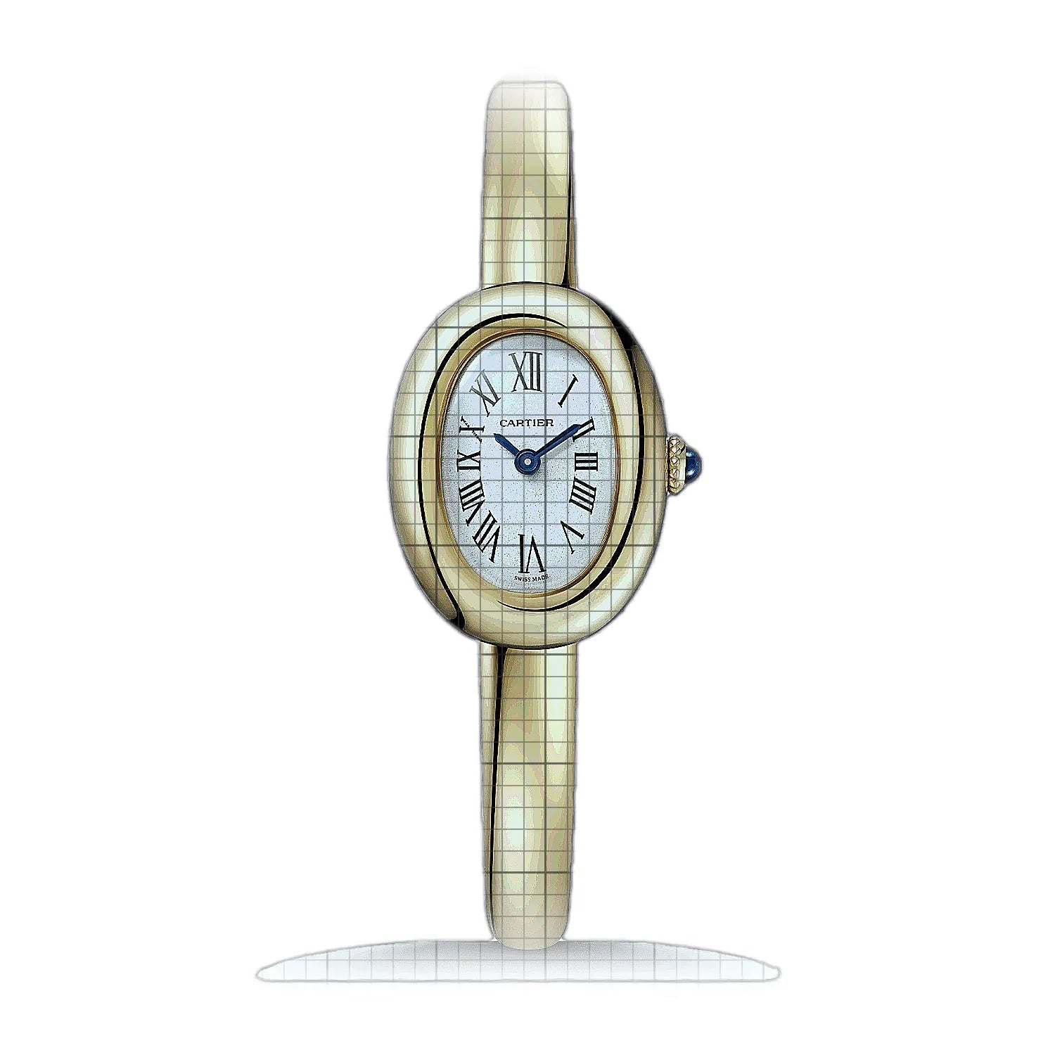 Cartier Baignoire (Size 15) WGBA0018 White Dial Yellow gold 19mm Watch