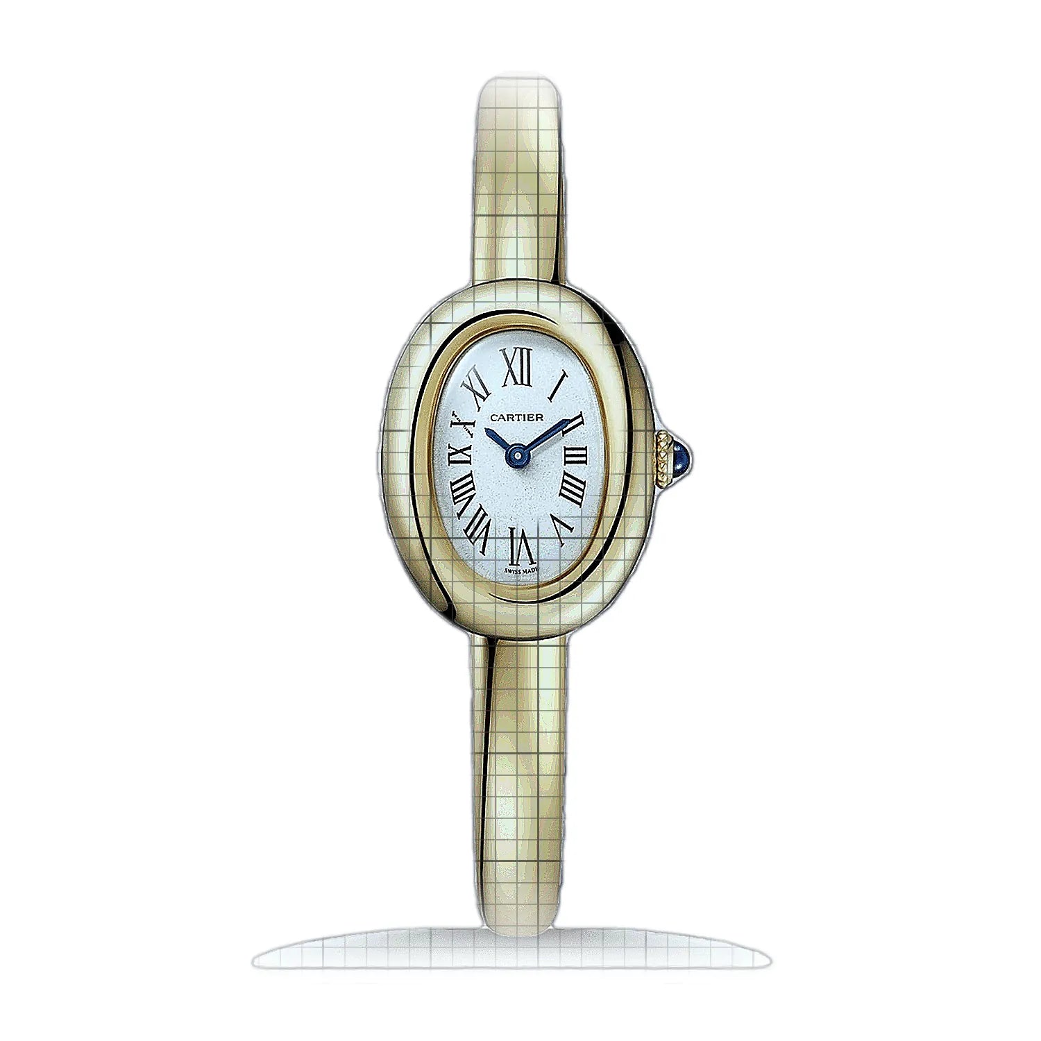 Cartier Baignoire (Size 16) WGBA0045 Silver Dial Yellow gold 25mm Watch