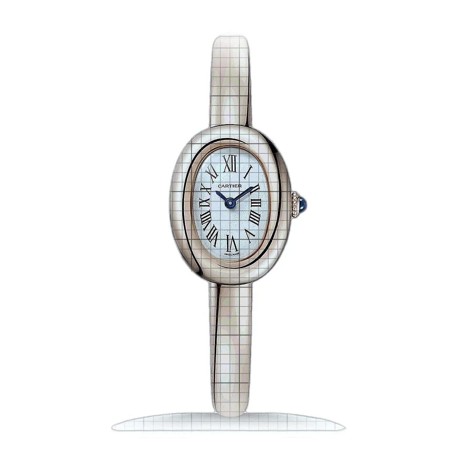 Cartier Baignoire (Size 16) WGBA0048 Silver Dial Rose gold 25mm Watch