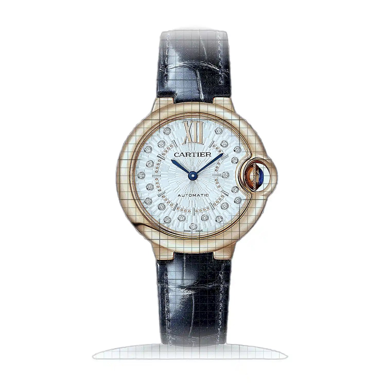Cartier Ballon Blue de Cartier WGBB0052 Silver Dial Rose gold 33mm Watch