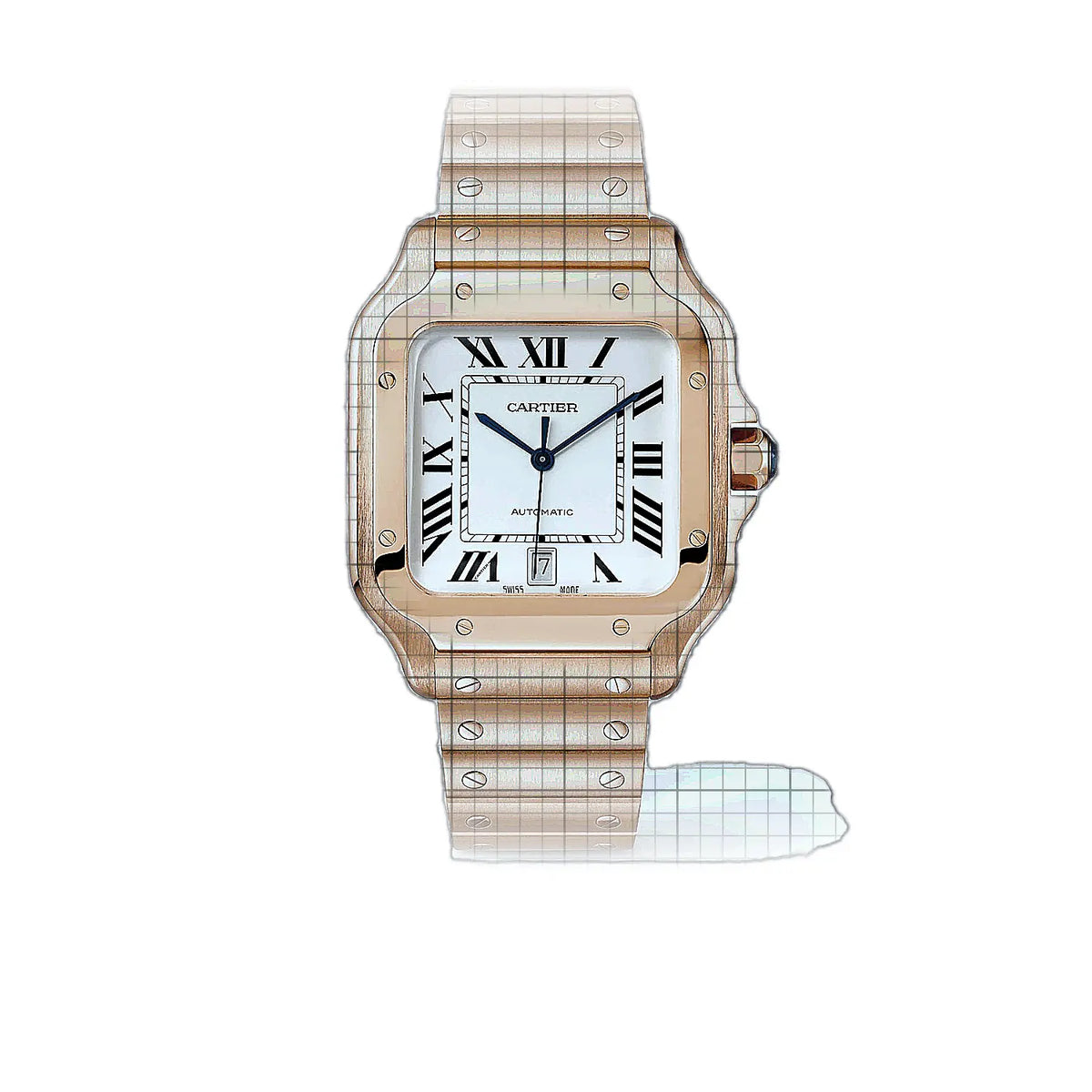 Montre Cartier Santos WGSA0018 à cadran argenté Or rose 47 mm