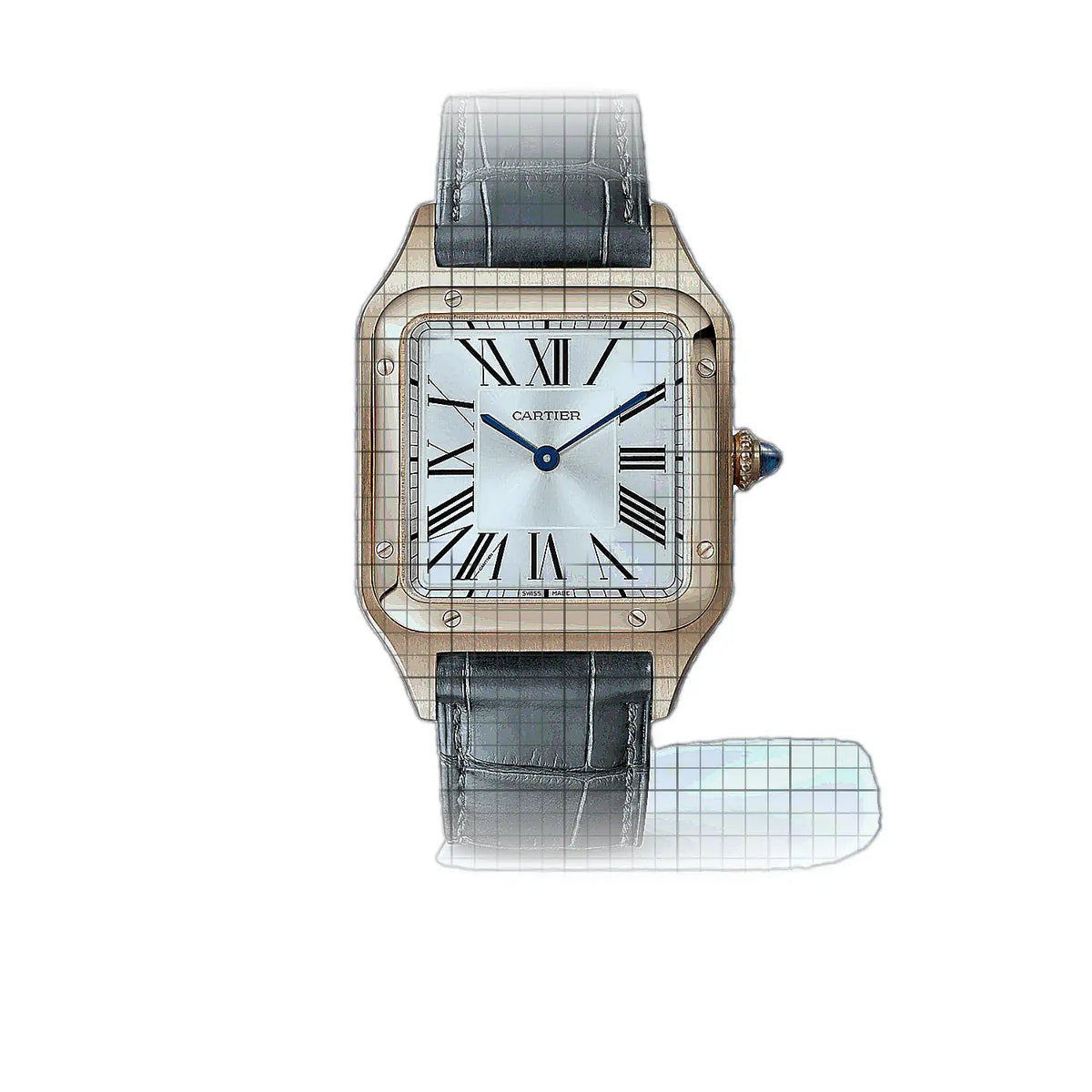 Cartier Santos WGSA0116 Horloge met zilveren wijzerplaat en roségouden kast, 43 mm