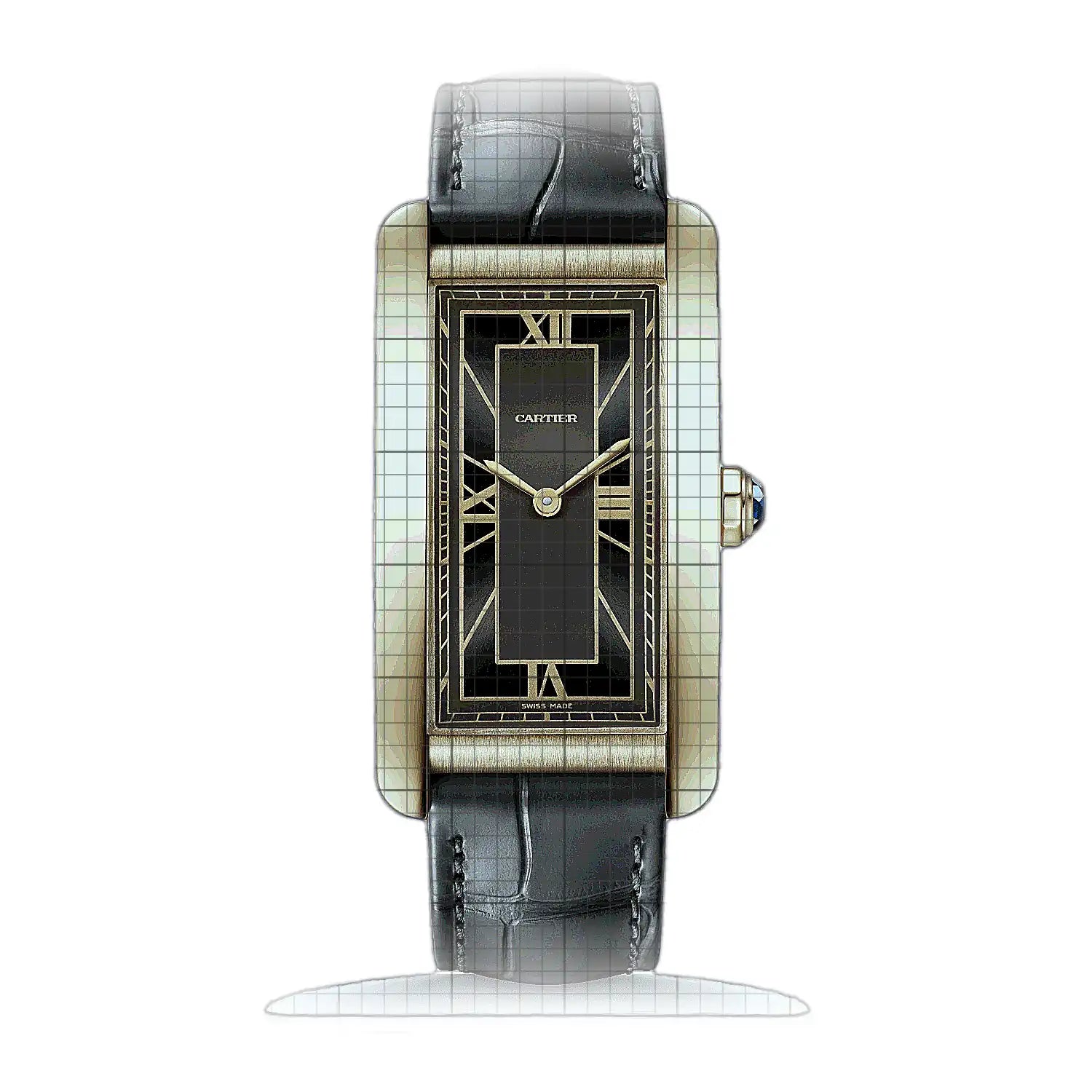 Cartier Tank Americaine Large Model WGTA0295 Anthracite Dial Yellow gold 24mm Watch