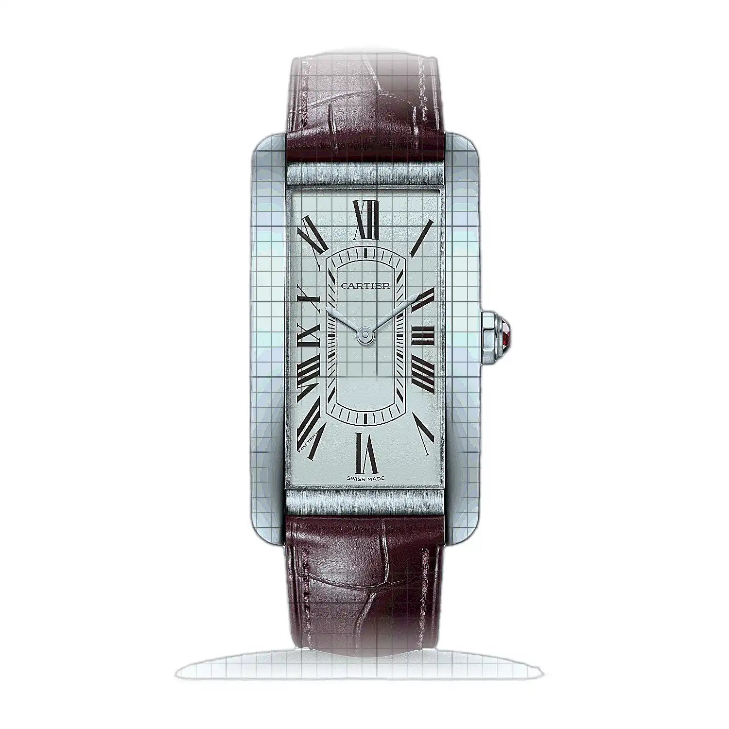 Cartier Tank Americaine Large Model WGTA0296 Silver Dial Platinum 24mm Watch