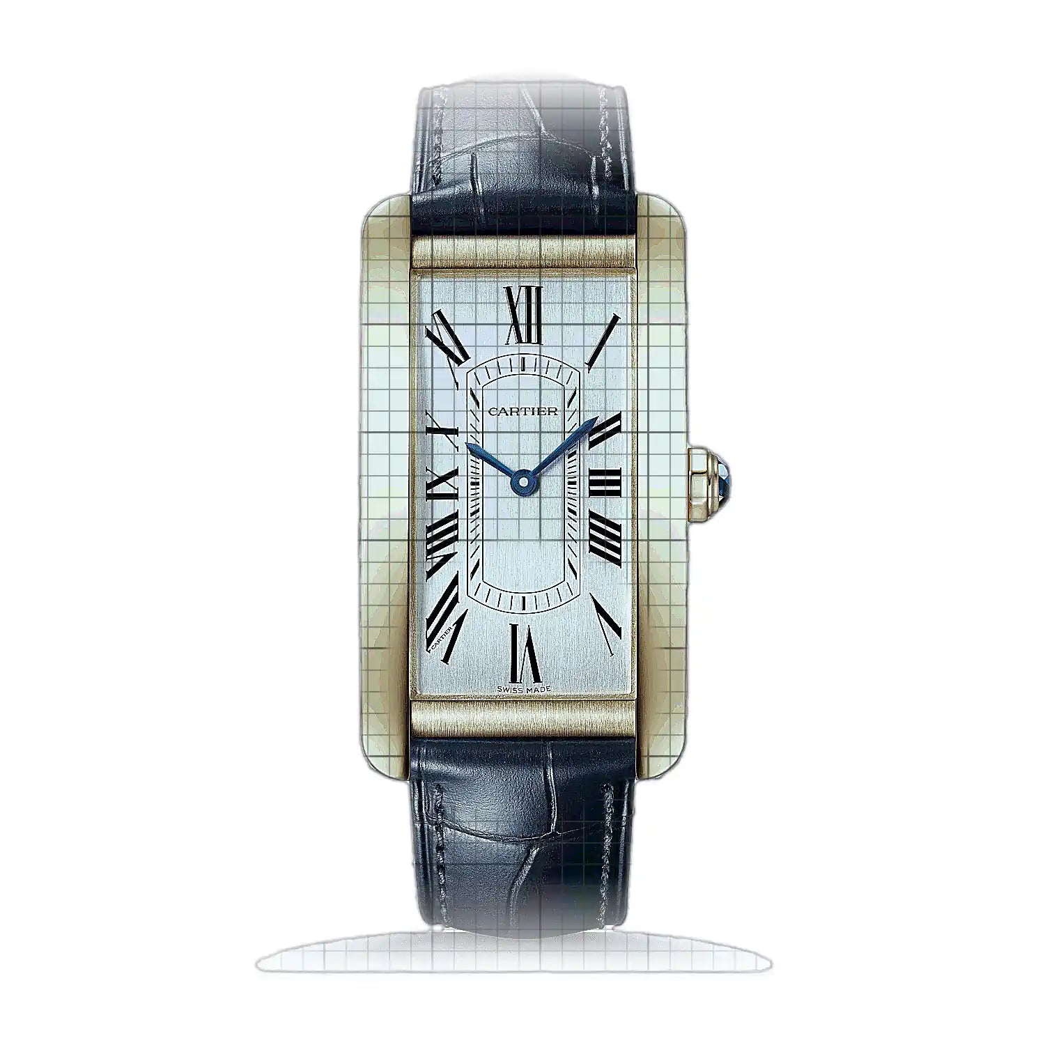 Cartier Tank Americaine Large Model WGTA0300 Silver Dial Yellow gold 24mm Watch